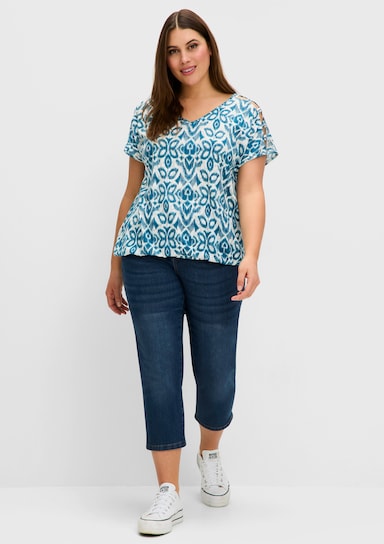 sheego Shirt - dunkelpetrol-gemustert