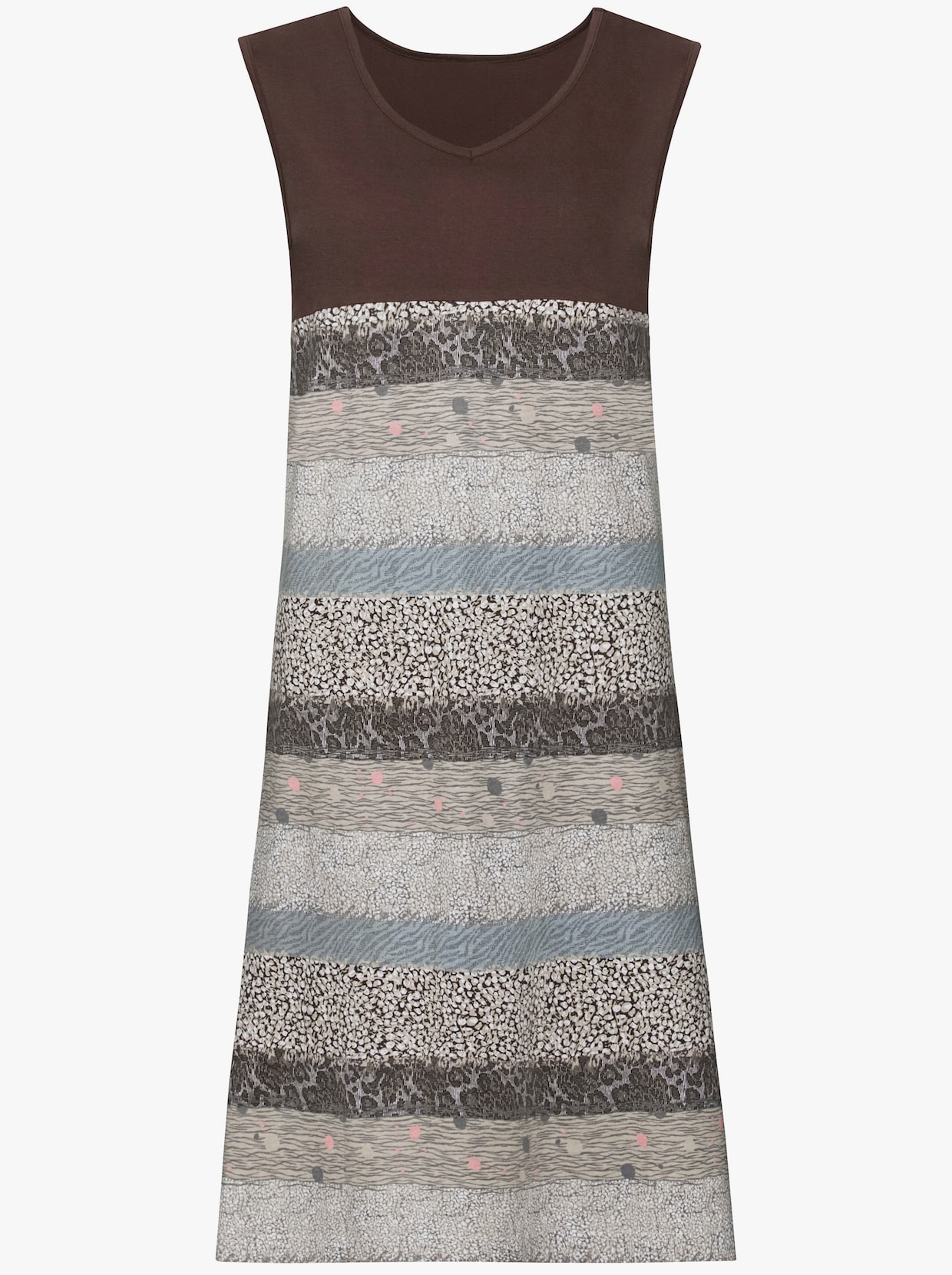 Letné šaty - Sivo-hnedá potlač