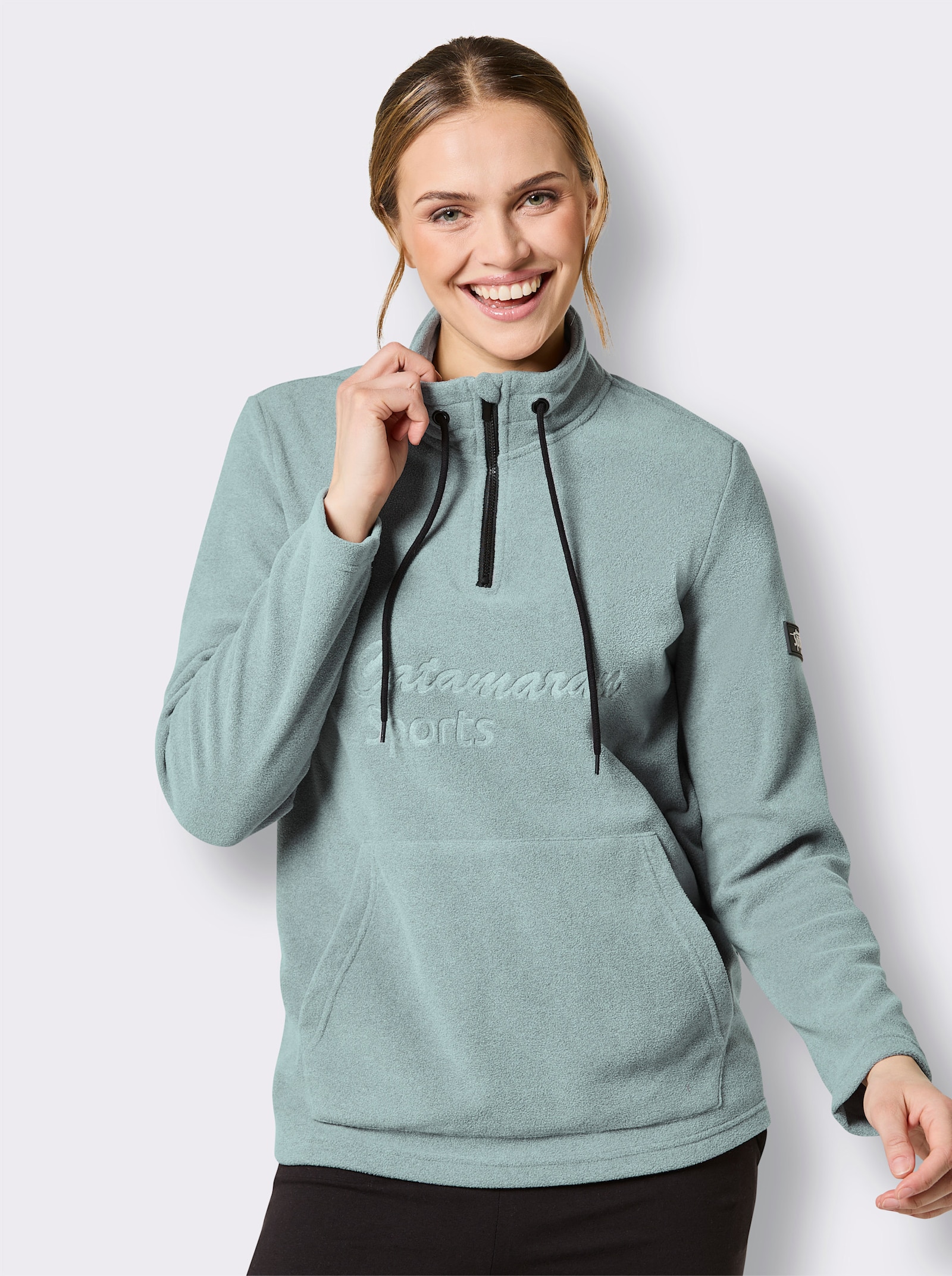 Catamaran Sports Fleecepullover mit weitenregulierbarem Stehkragen - kalkmint