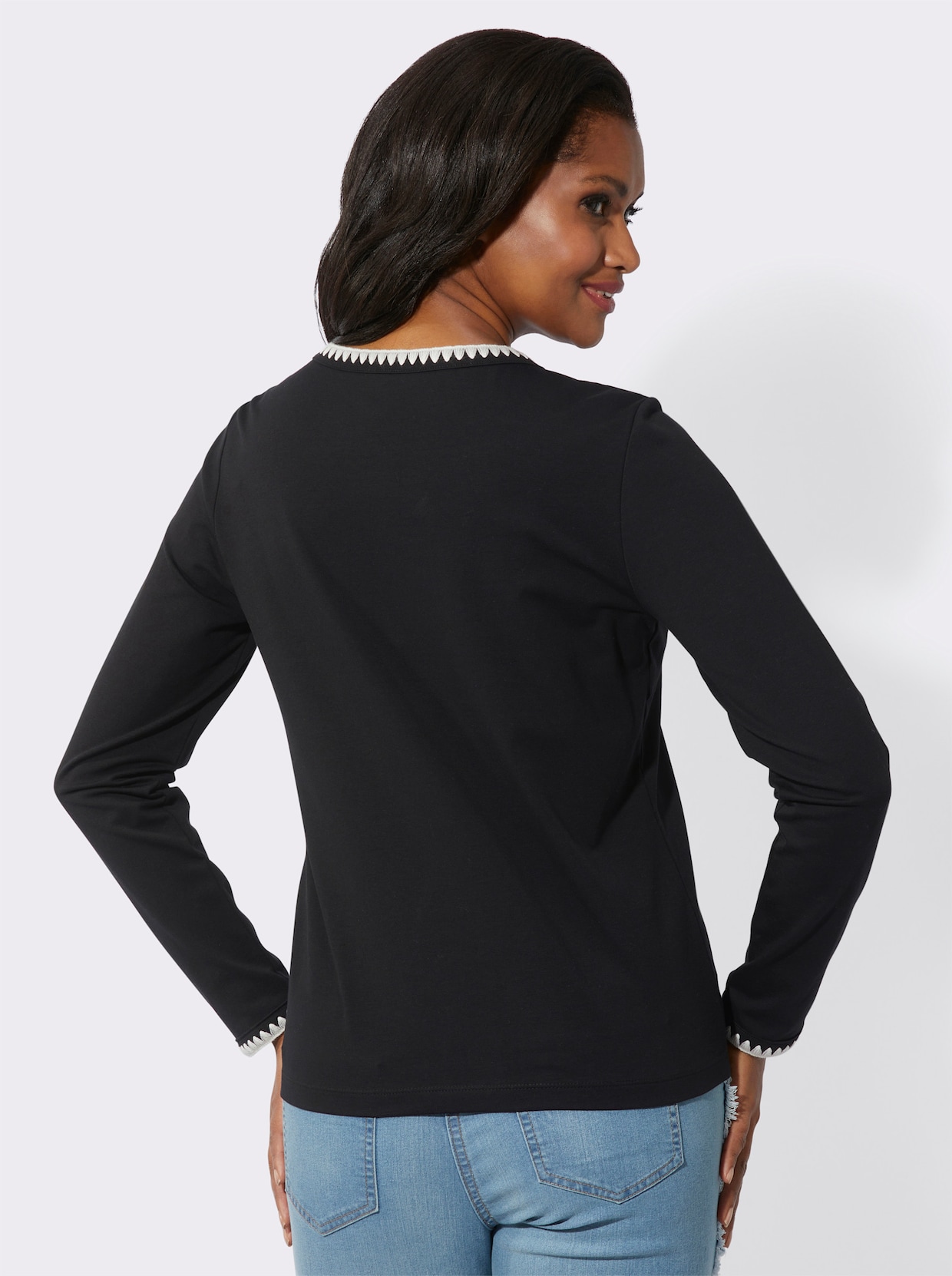 Shirt met ronde hals - zwart