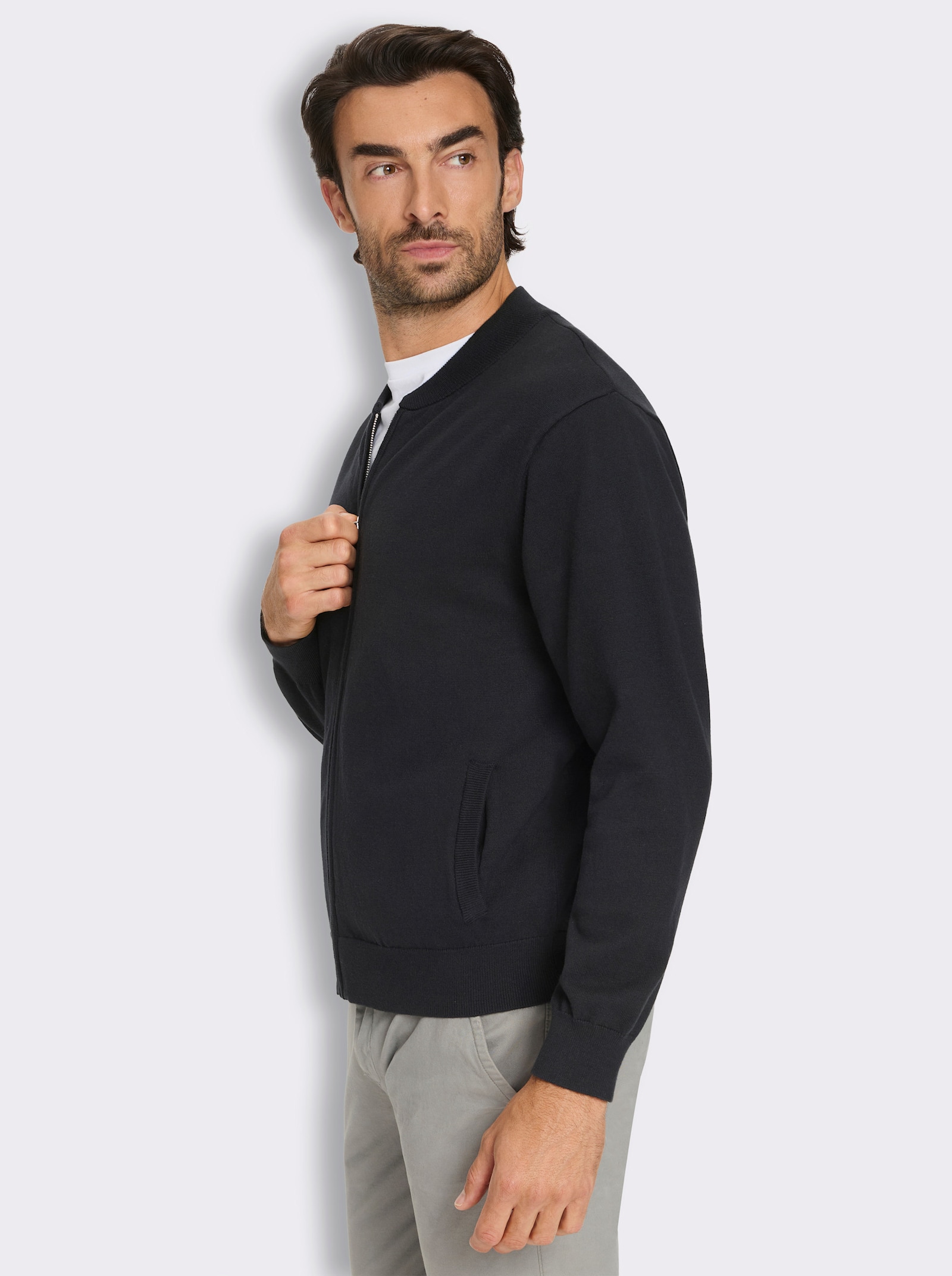 Marco Donati Strickjacke im Blouson-Stil, mit Baumwolle - schwarz