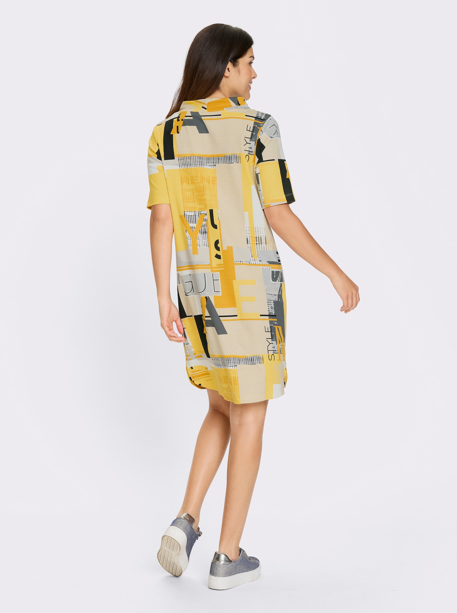 Sweatjurk met zijzakken - oker/zand bedrukt