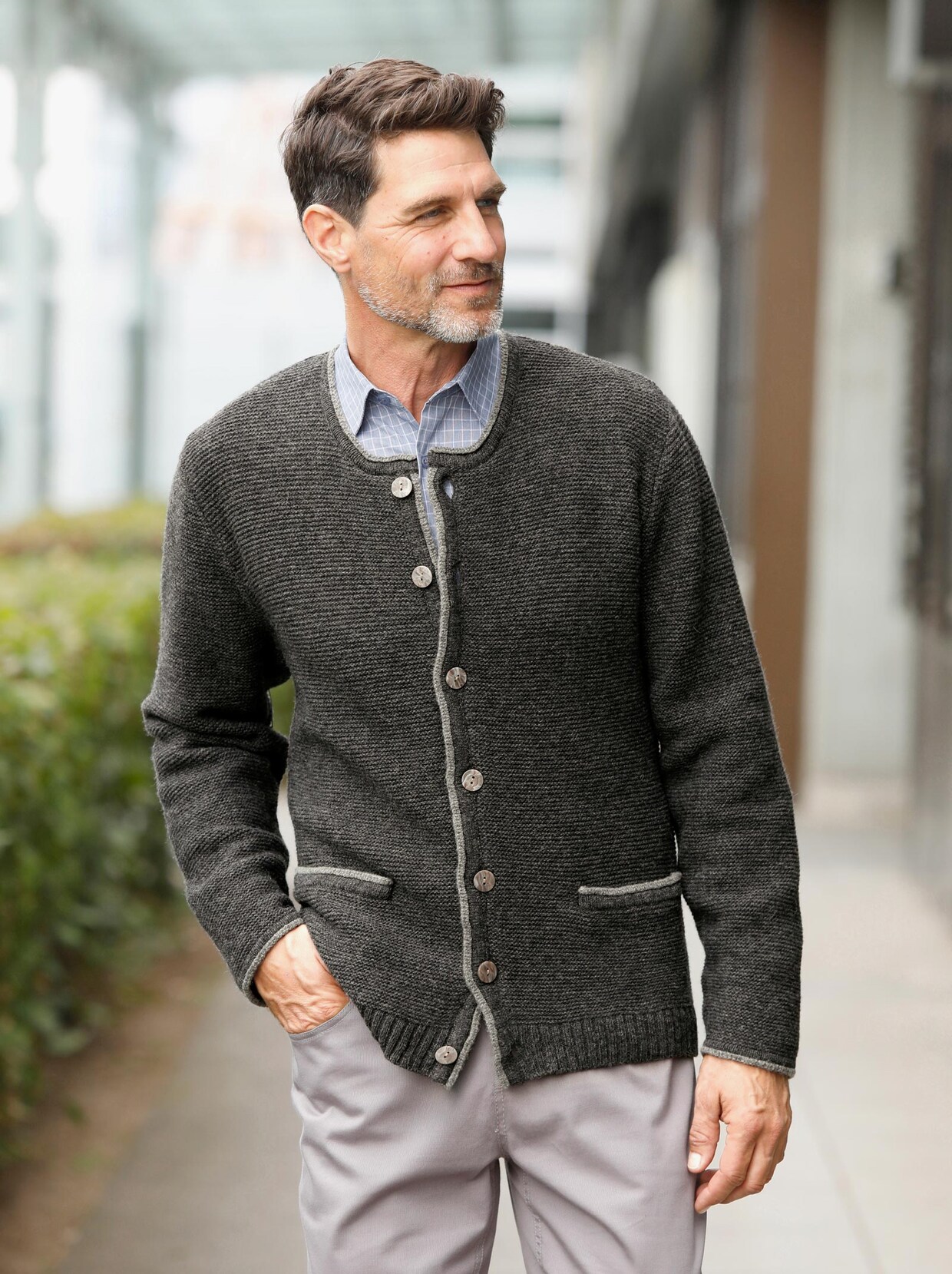 Marco Donati Strickjacke - graphit-meliert