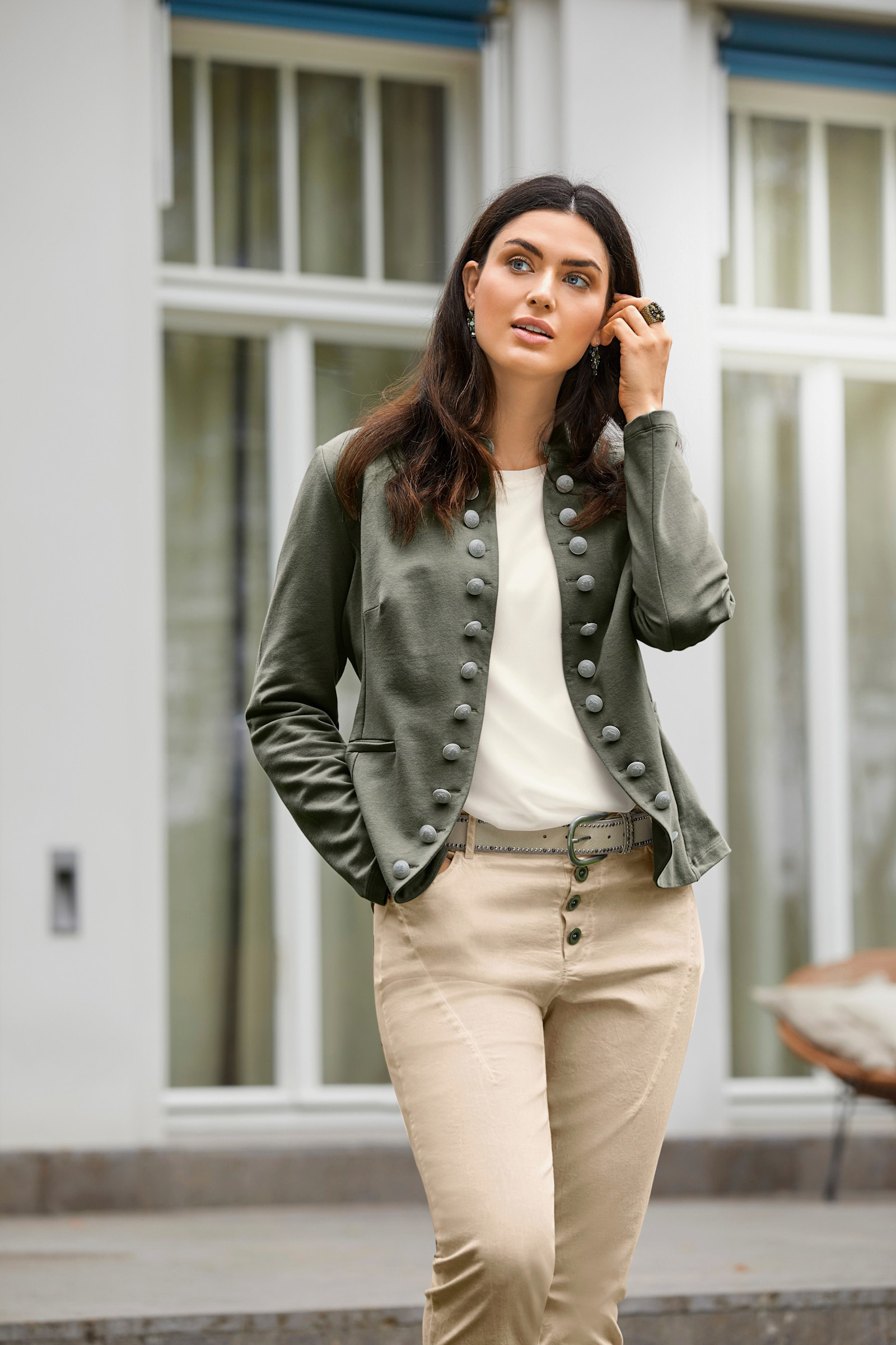 heine Jerseyblazer im Military-Look - oliv