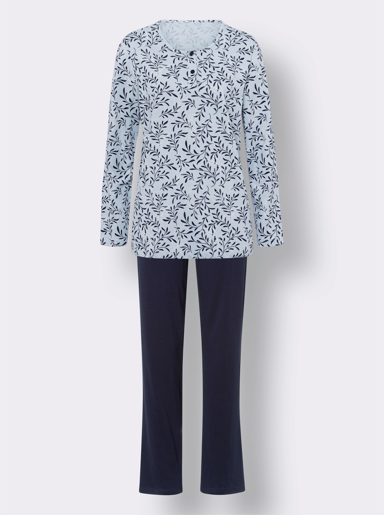 Pyjama met korte knoopsluiting - lichtblauw/marine