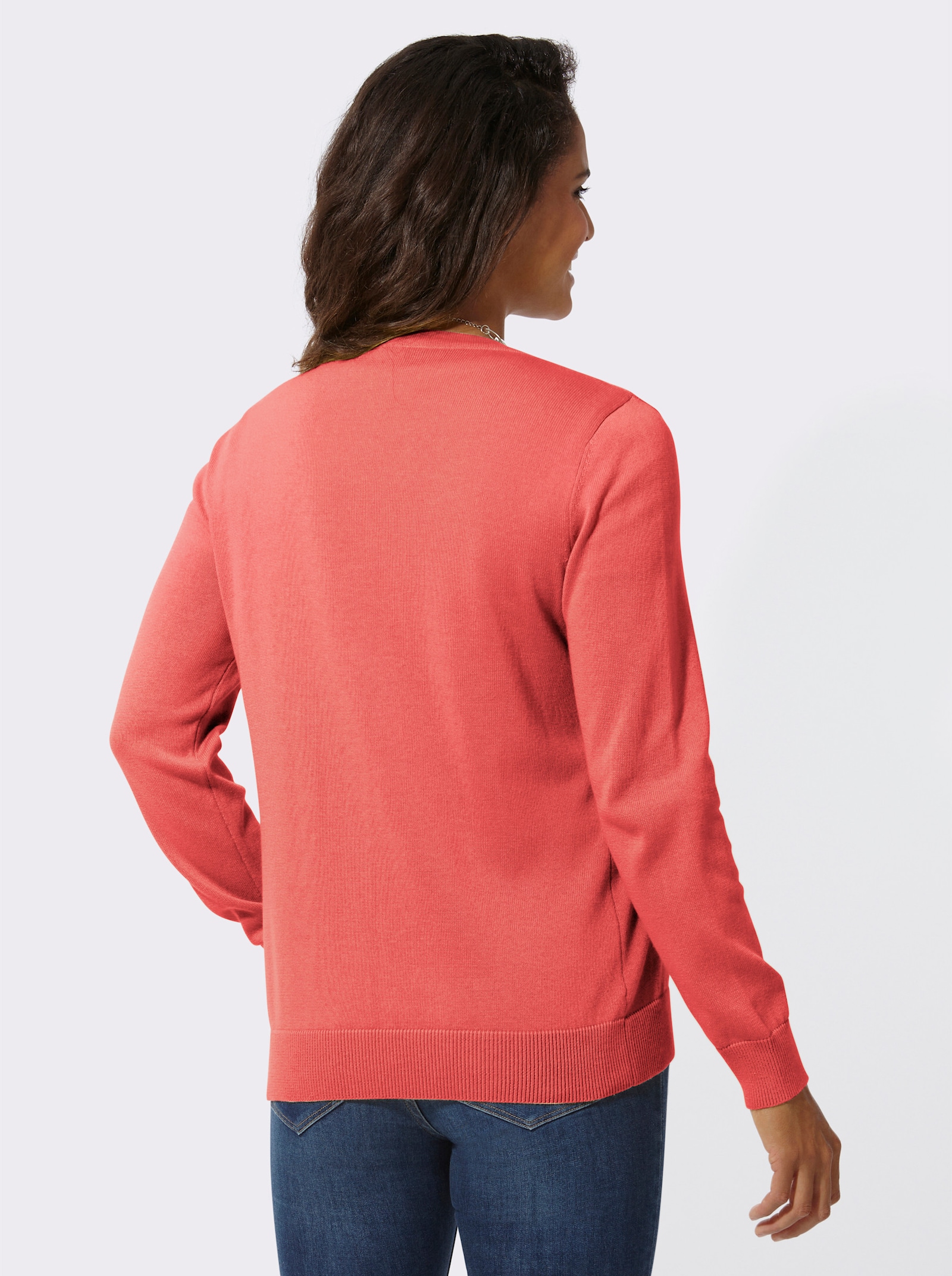 Strickjacke mit Knopfleiste - koralle