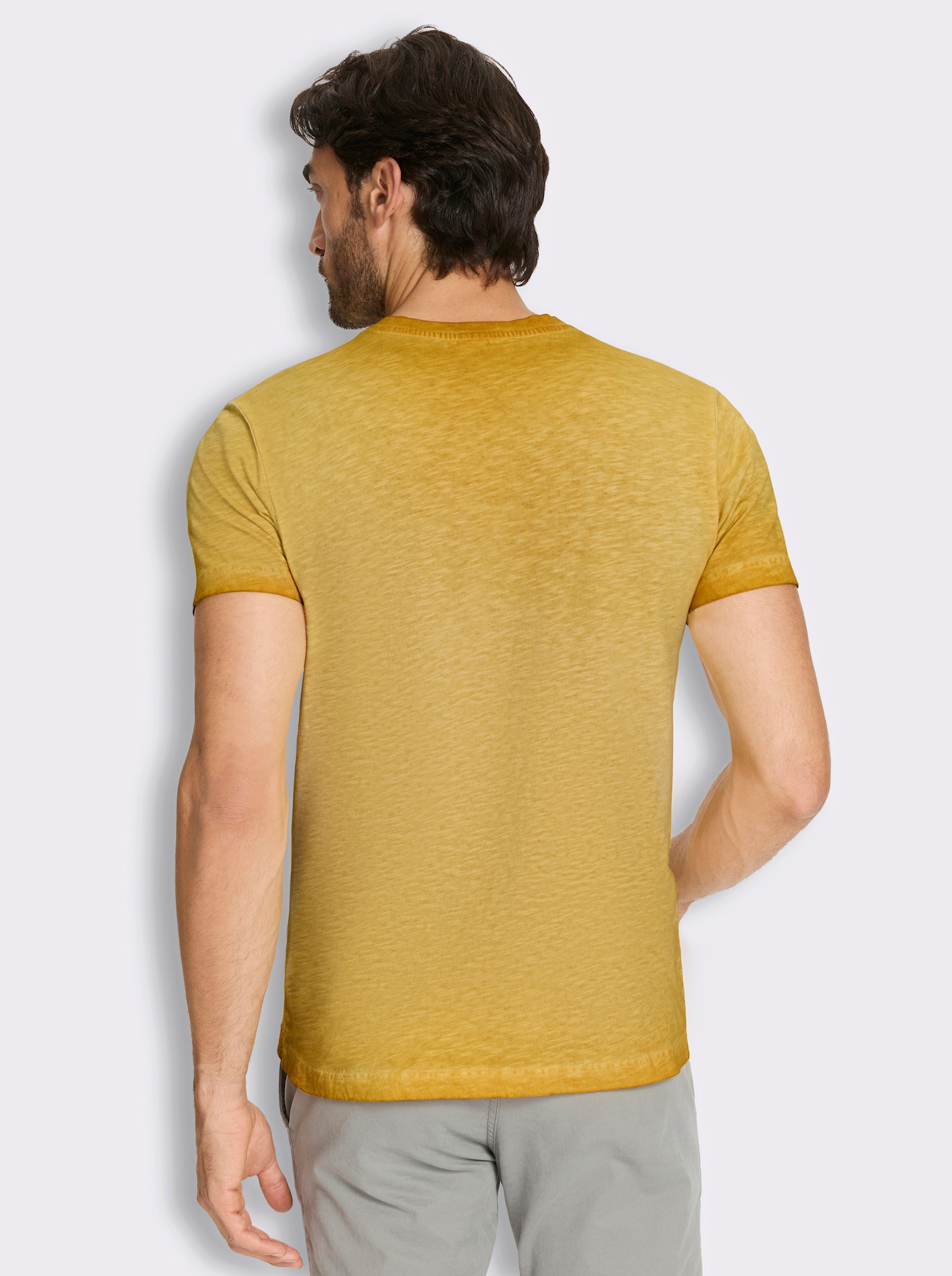 Kurzarmshirt aus reiner Baumwolle - ocker