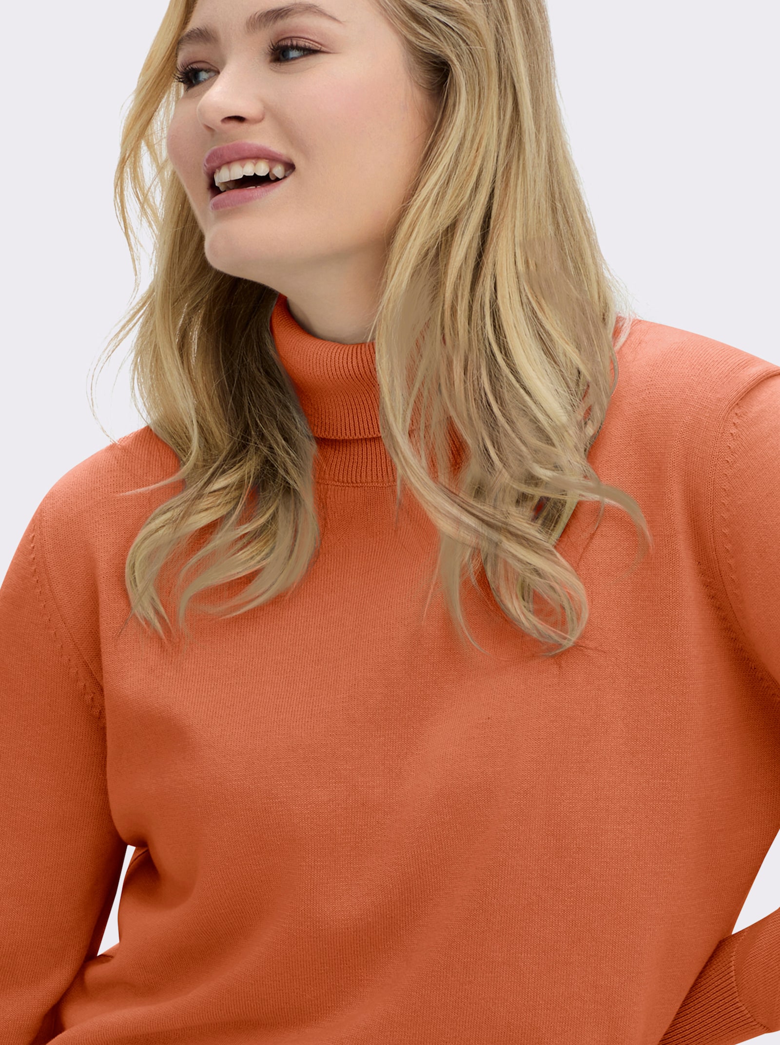 Rollkragenpullover aus reiner Baumwolle - terrakotta