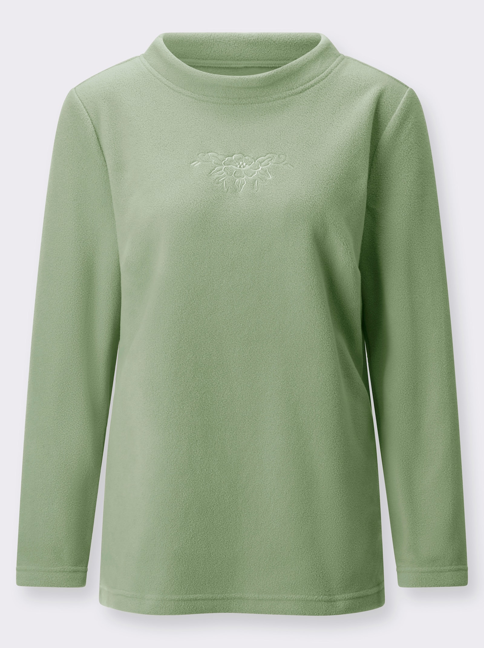 Fleeceshirt mit ton-in-ton-farbiger Stickerei - eucalyptus