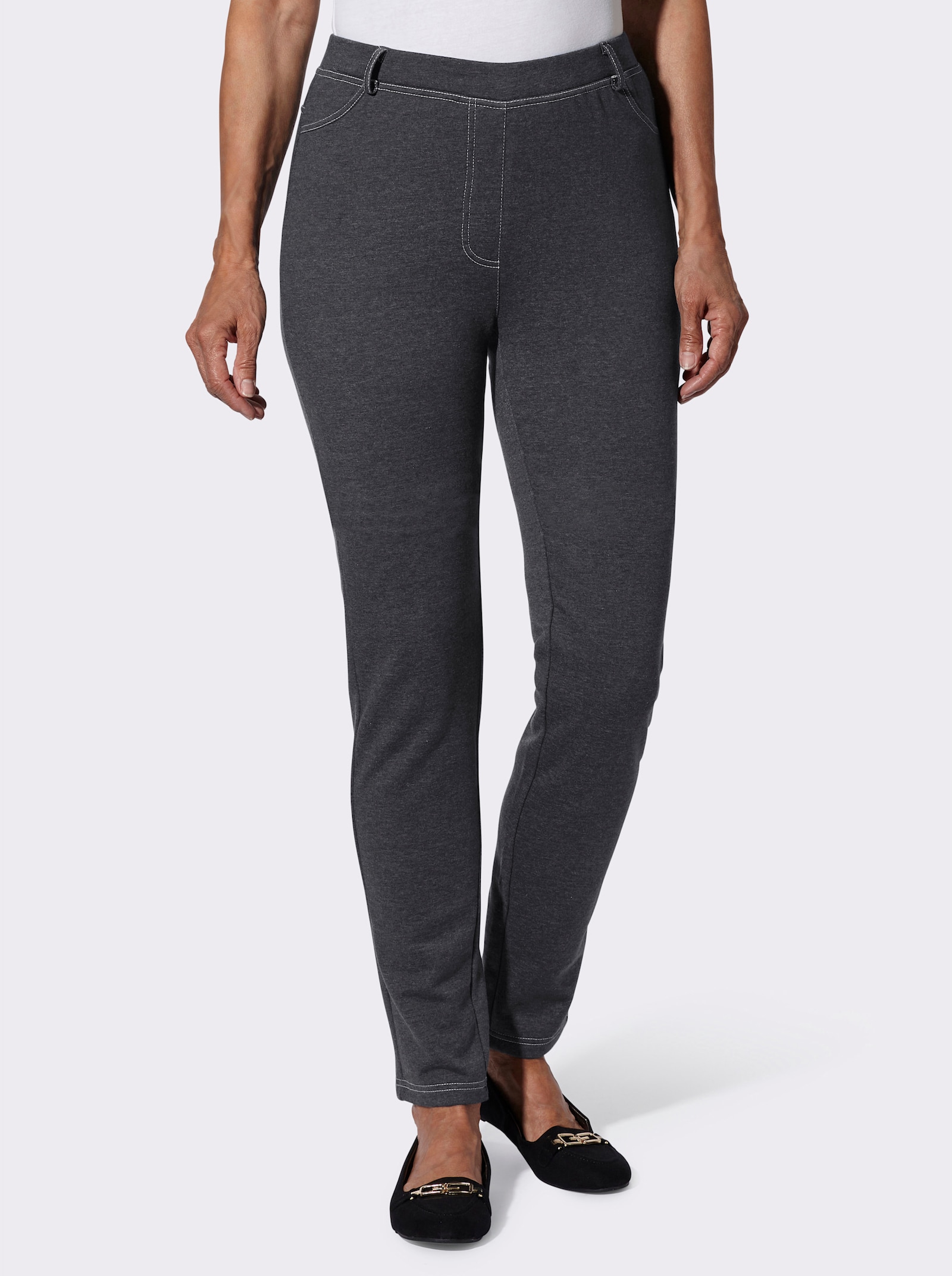 Kalhoty uvnitř hřejivé zdrsněné - černá-melír