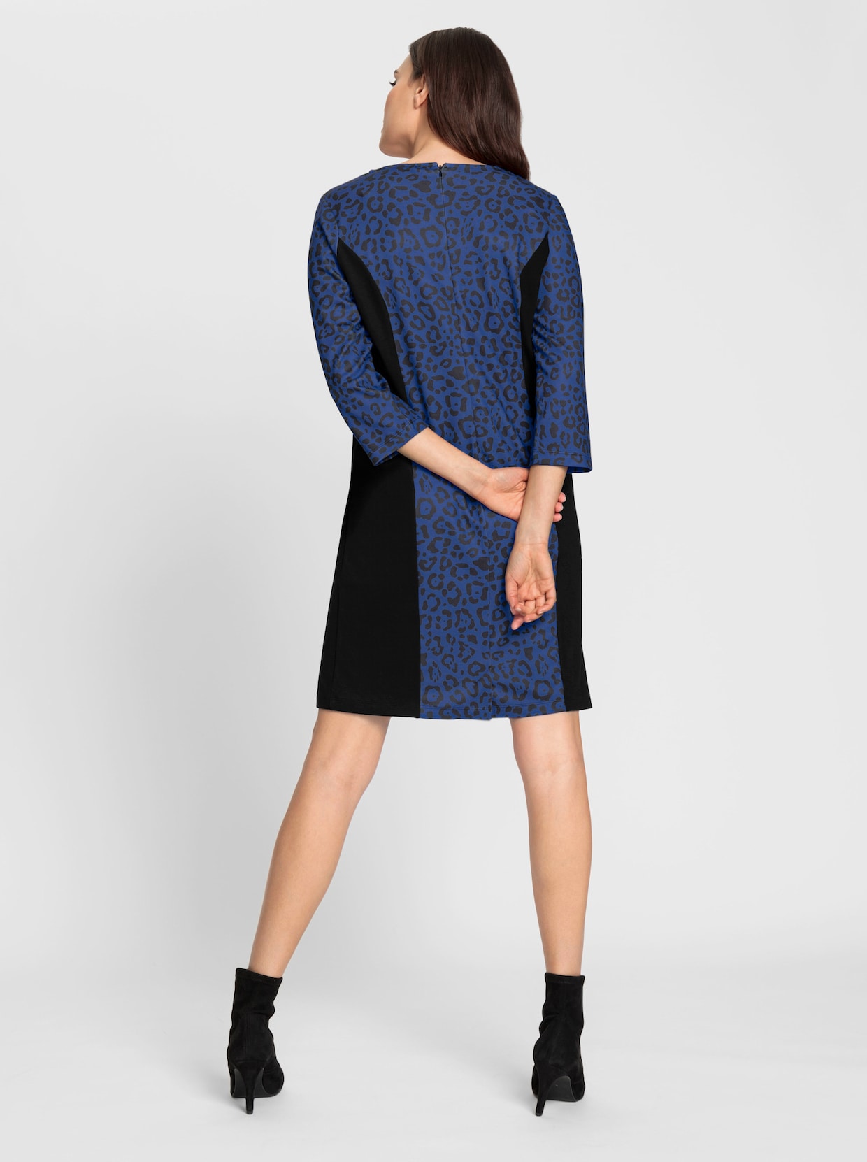 heine Robe en jersey - bleu roi-noir imprimé