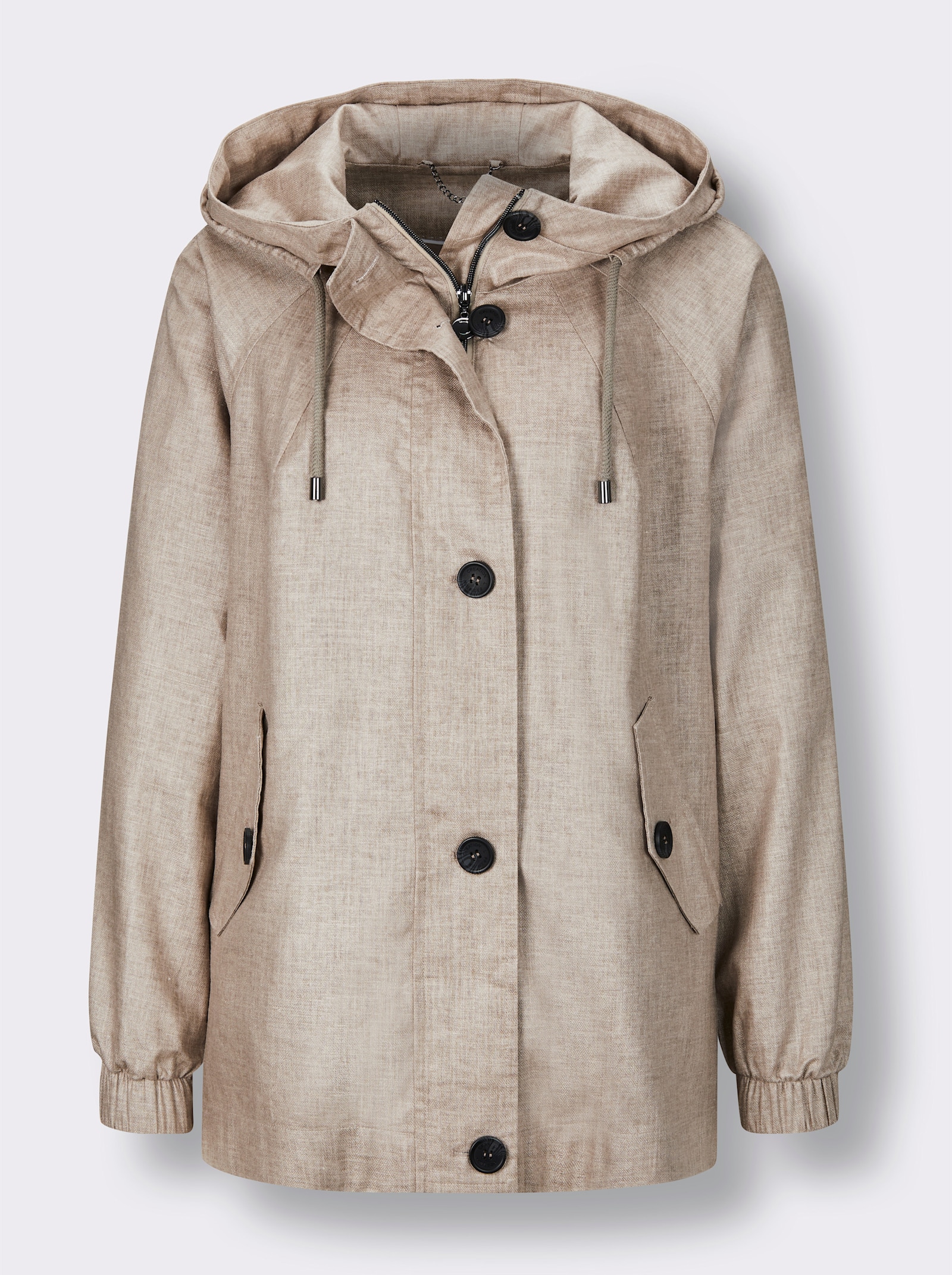 CREATION L PREMIUM Kapuzenjacke im Leinen-Viskose-Mix - sesam