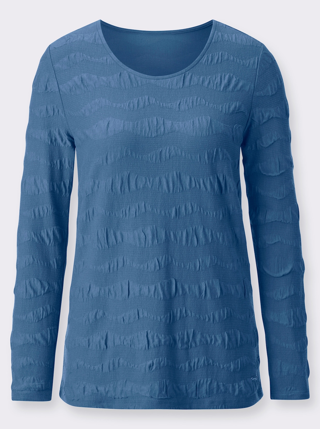 Rundhals-Shirt - mittelblau