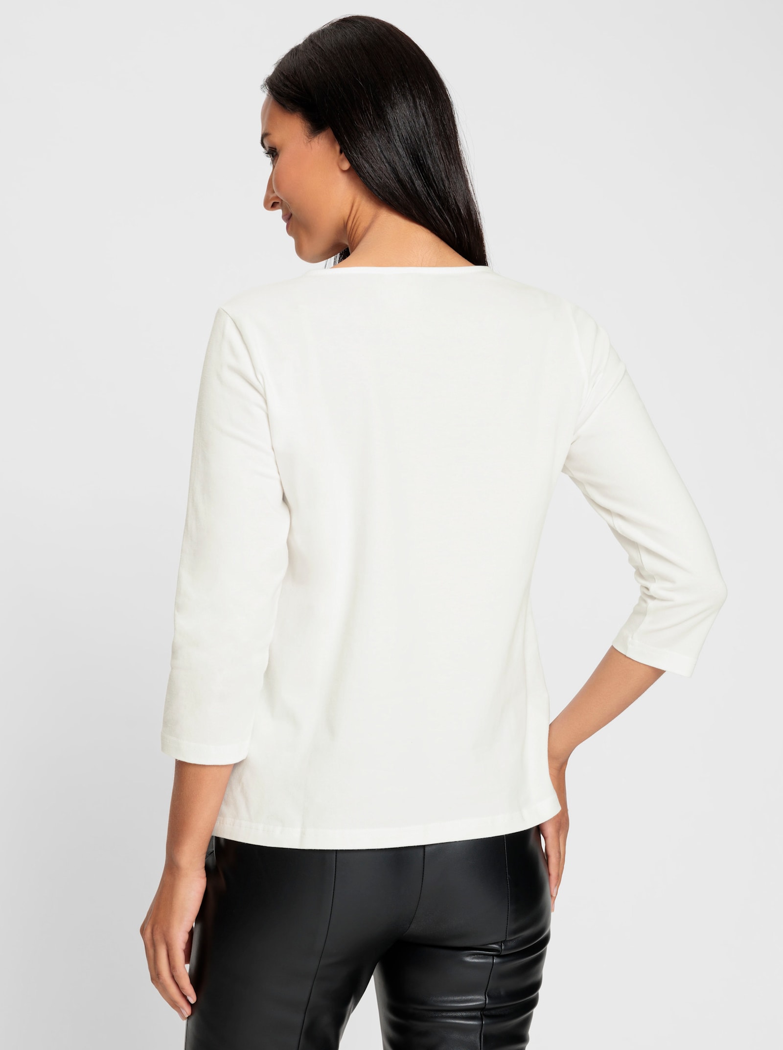 heine 3/4-Arm-Shirt mit Pailletten und Glitzersteinchen - ecru