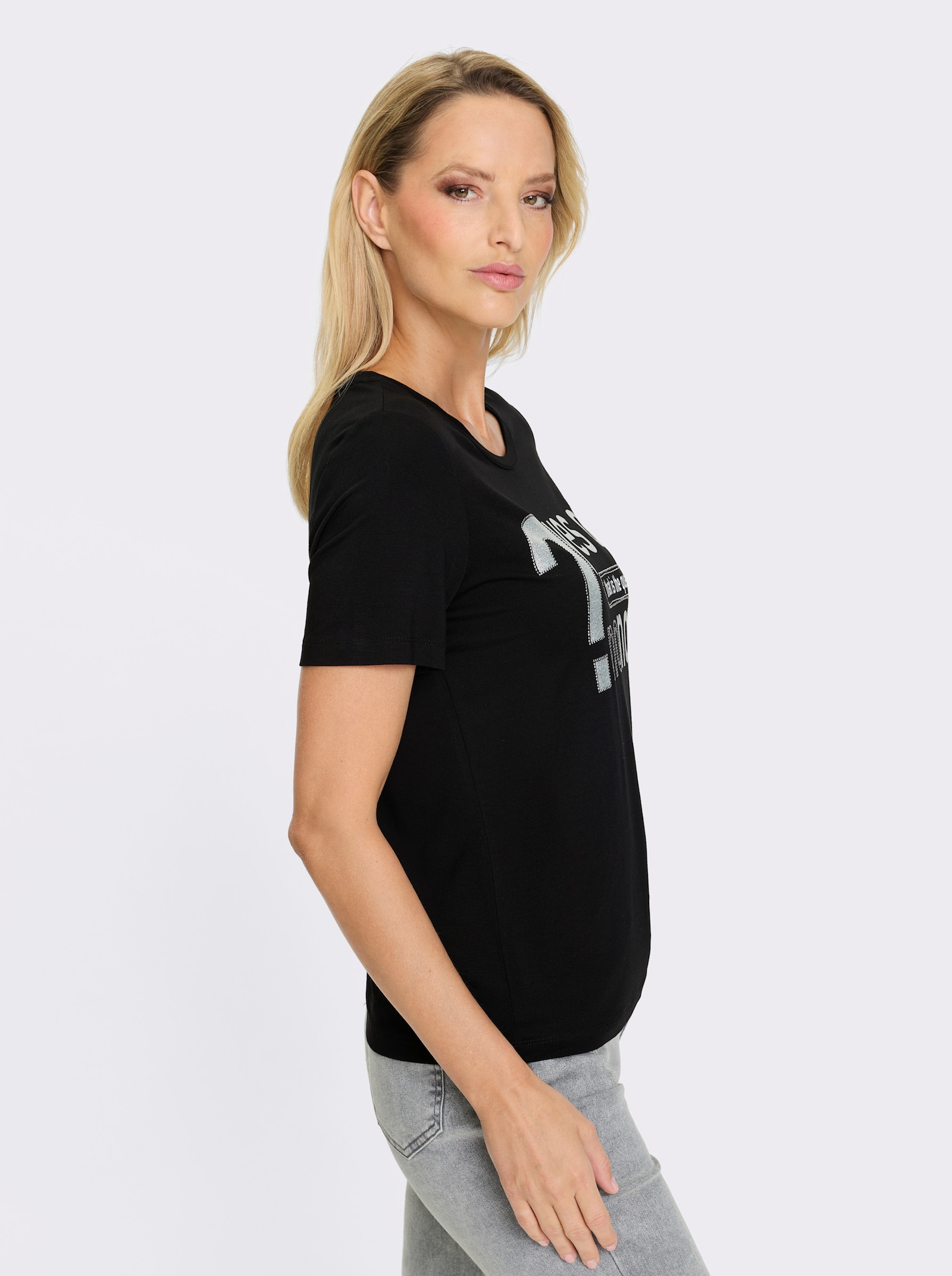 heine T-Shirt mit Glitzer-Effekten - schwarz