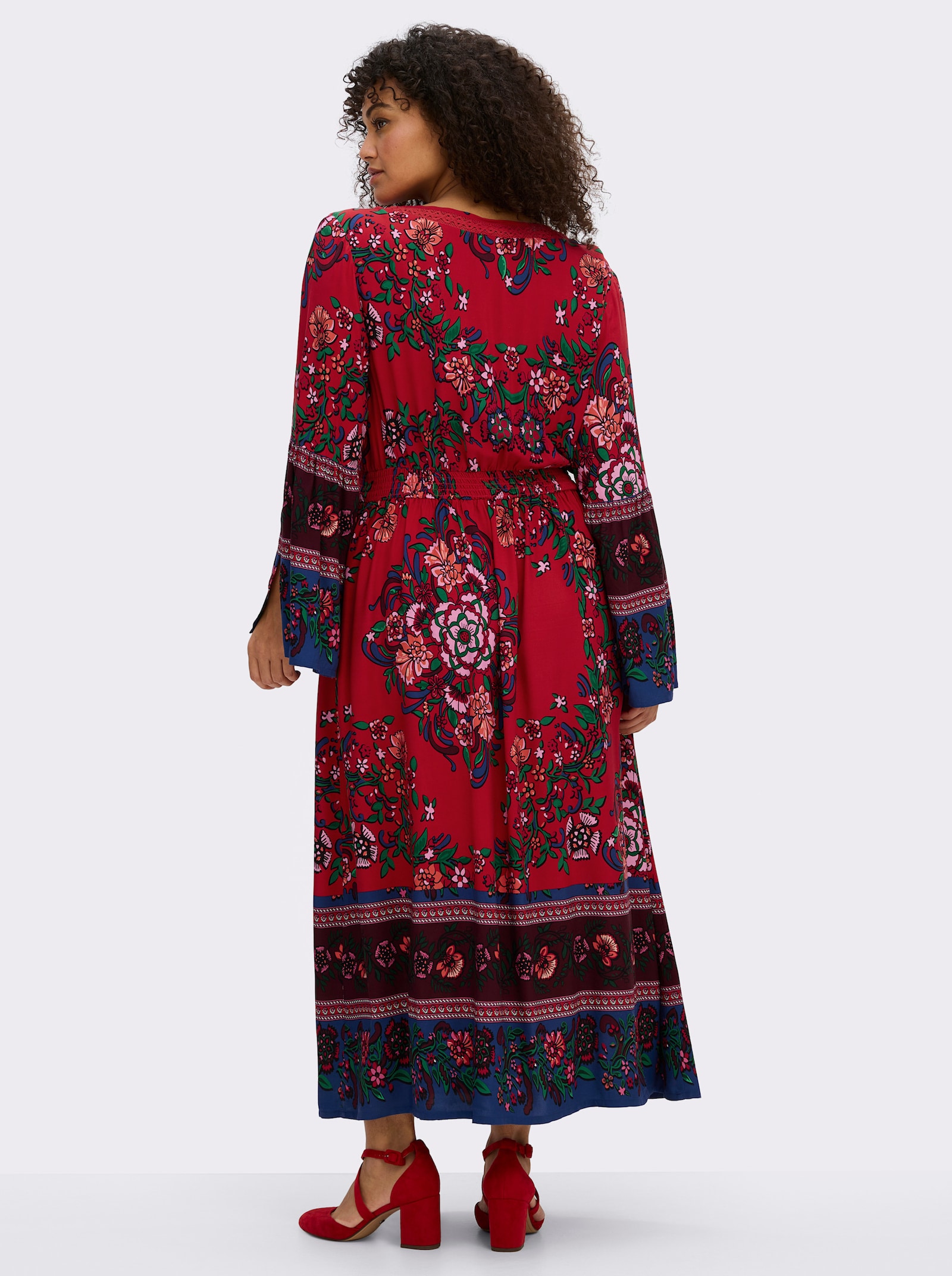 sheego by Joe Browns Maxikleid im Boho-Stil - rot-burgund-gemustert