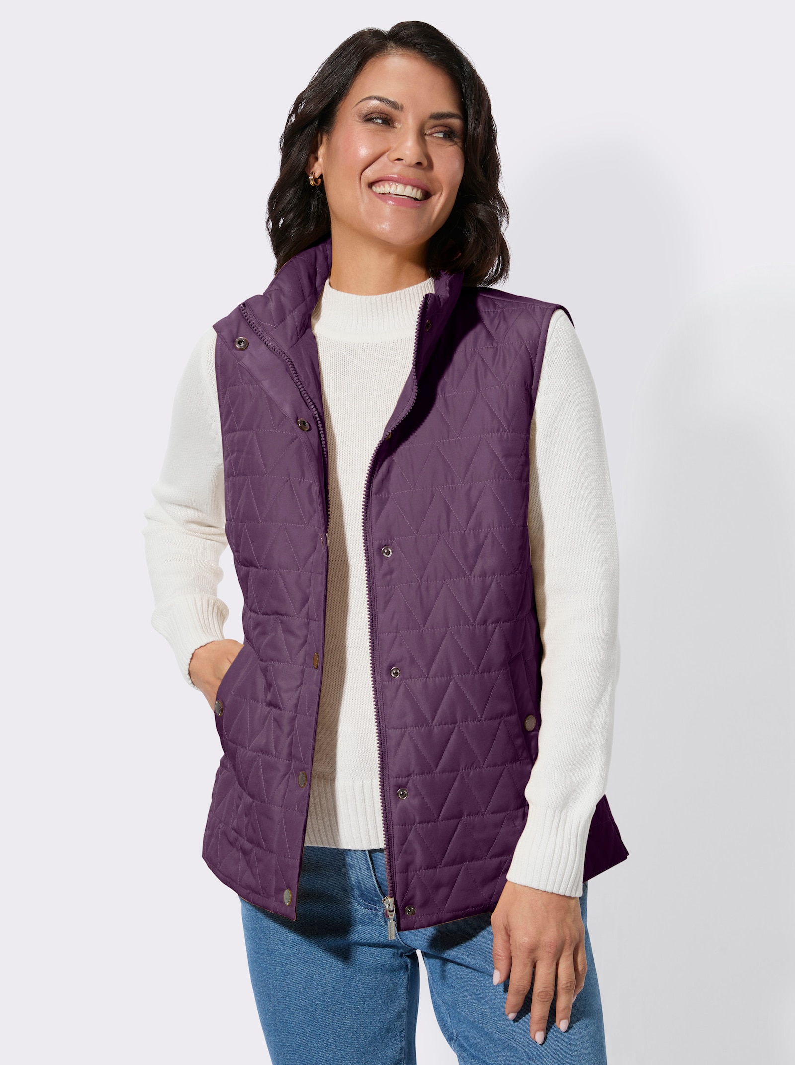 Steppweste mit Stehkragen - traube