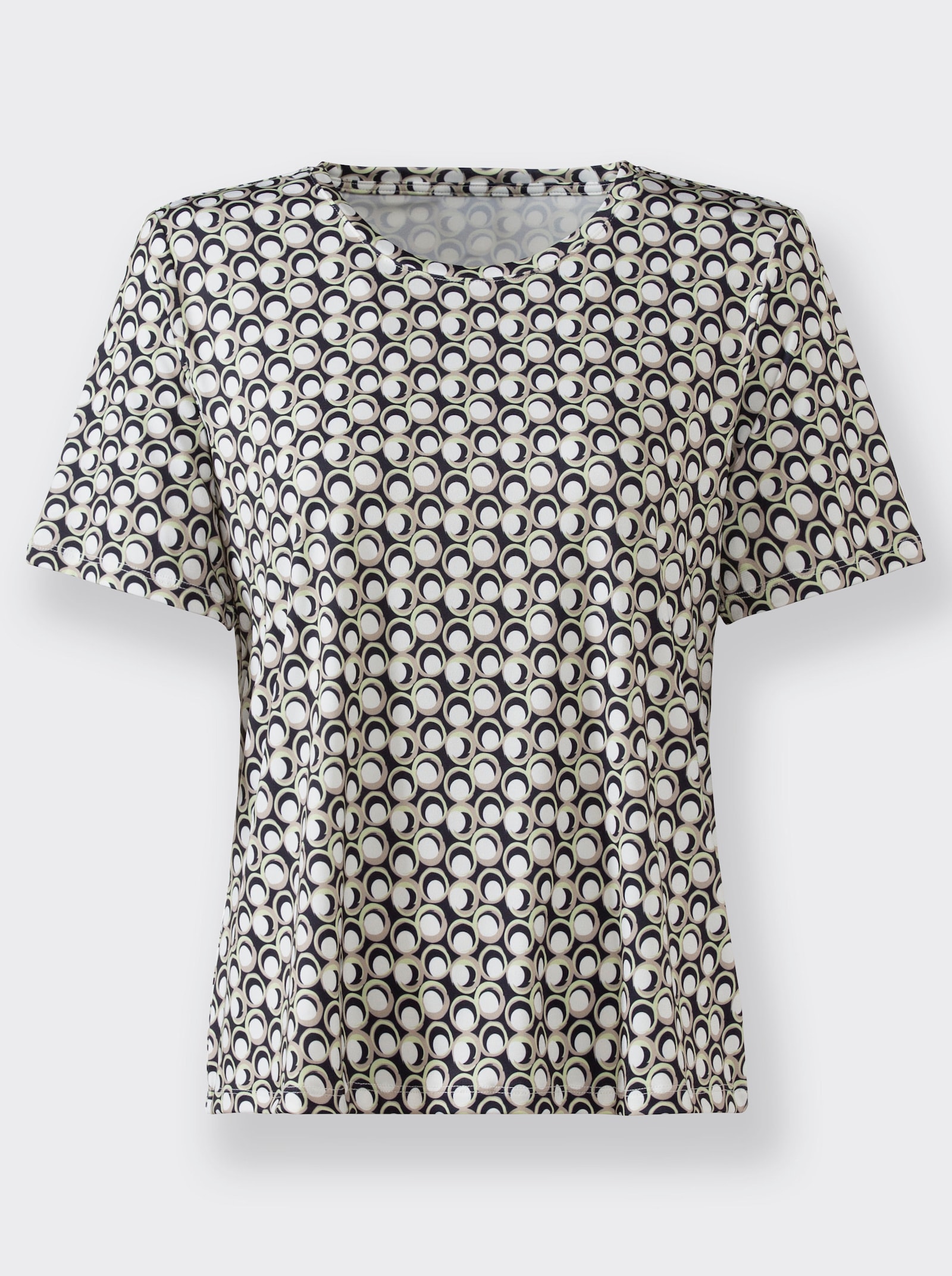 Shirt met ronde hals van jersey - pistazie/marine geprint