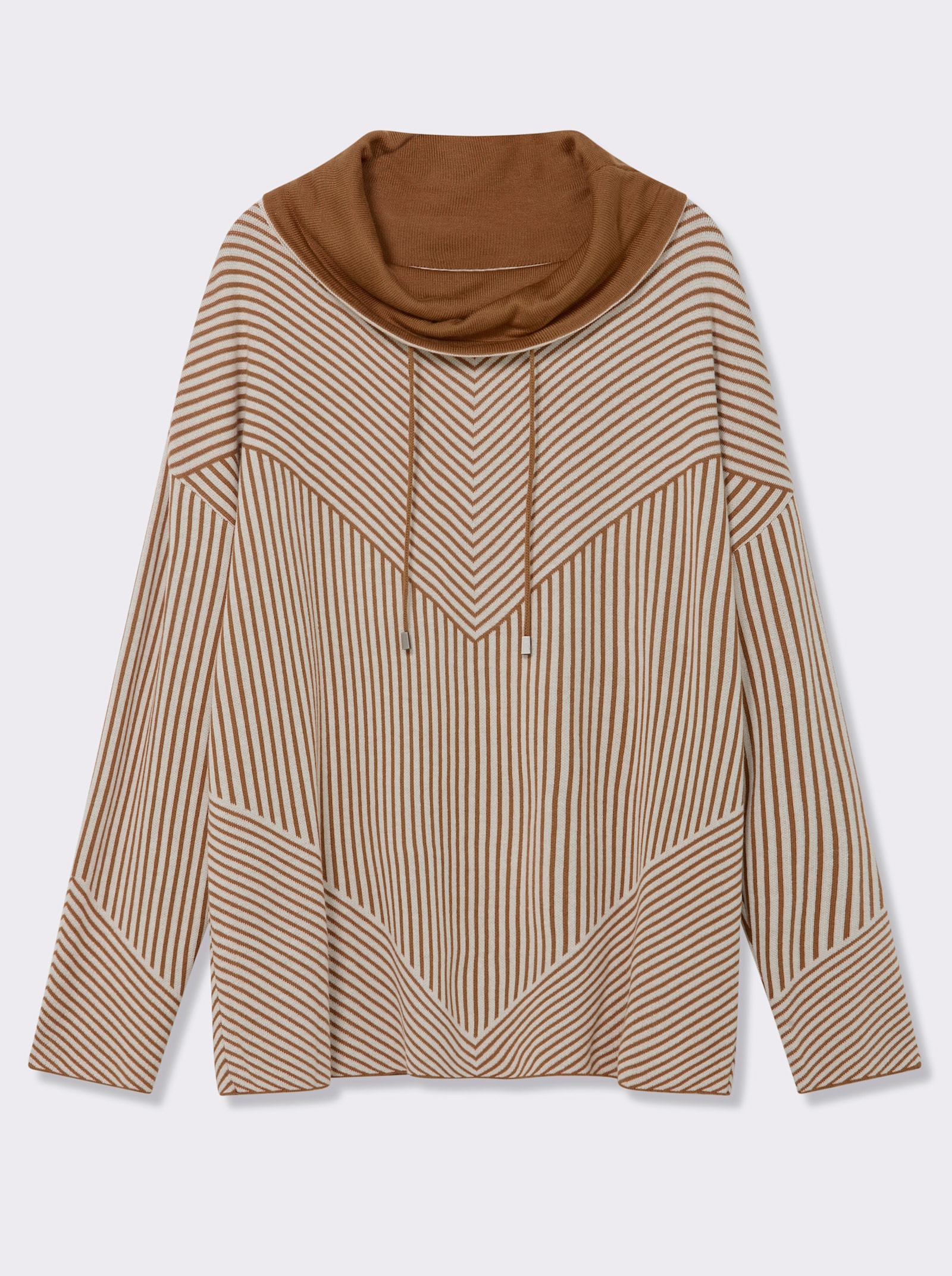 Rollkragenpullover in Modal-Mischung - champagner-cognac-gemustert
