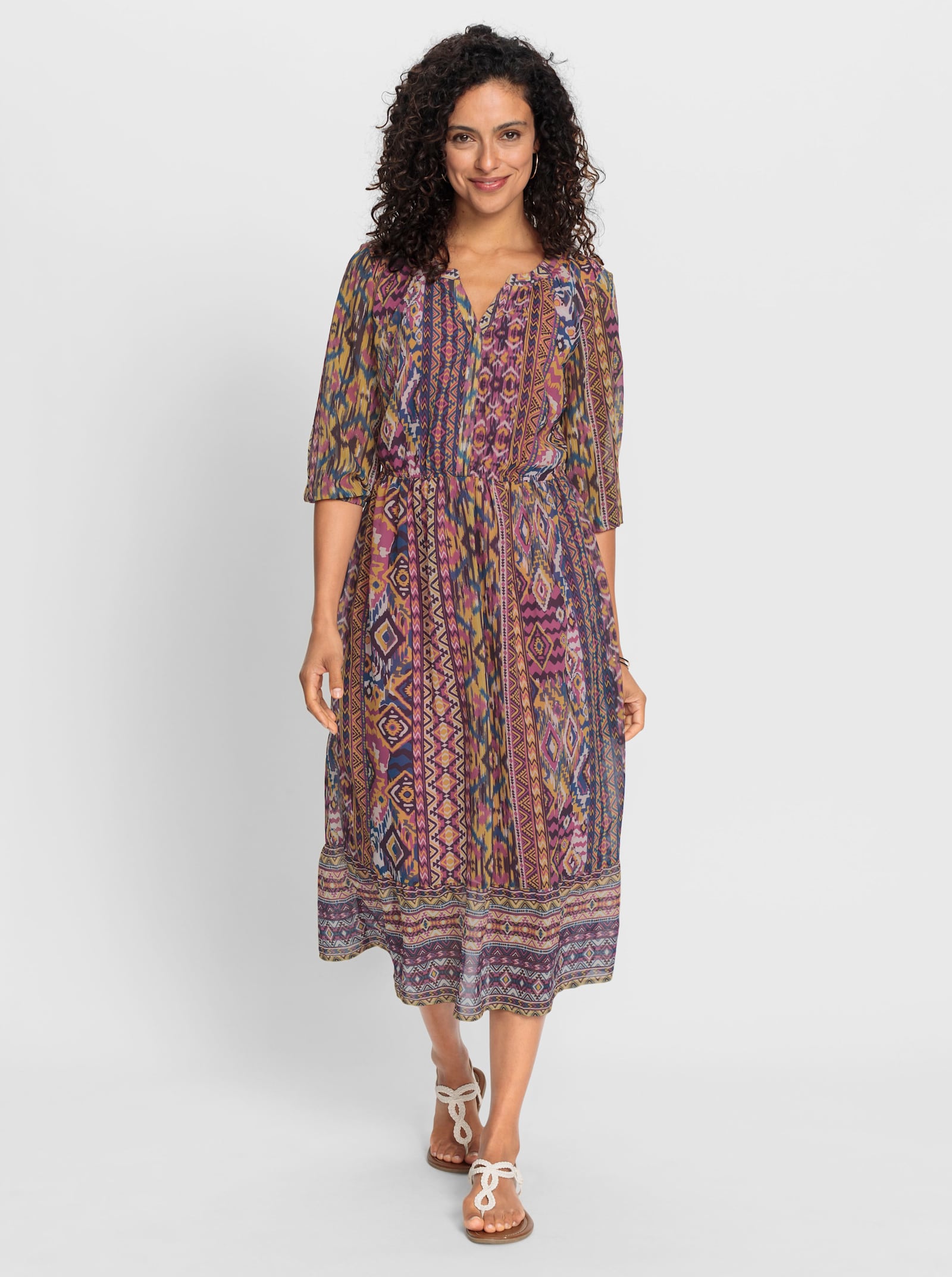 Jurk met print en etnopatroon - heide geprint