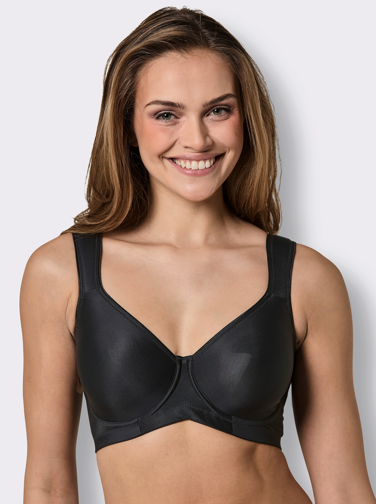 Schalen-BH ohne Bügel mit Powermesh - schwarz