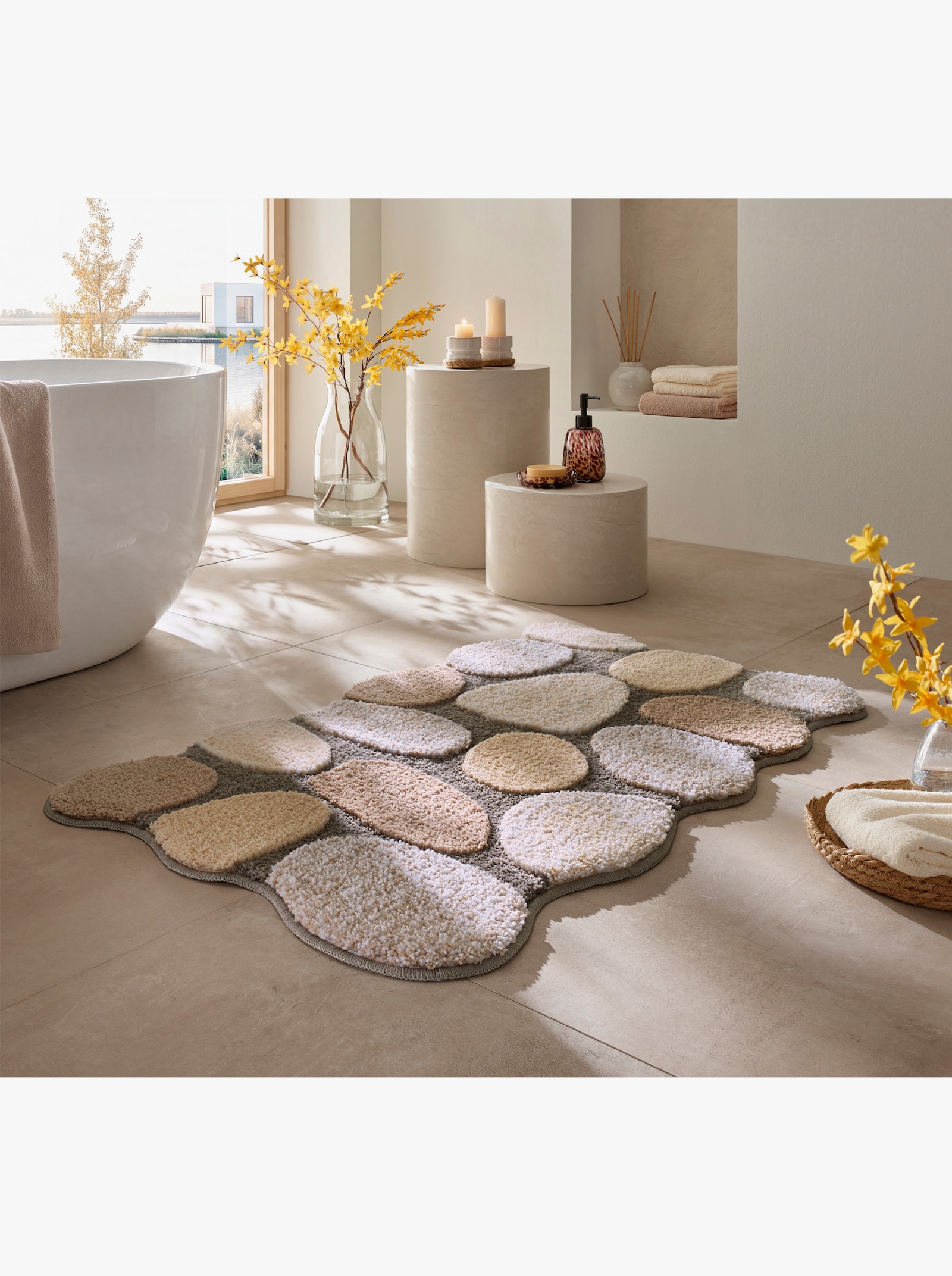heine home Badeteppich mit Hoch-Tief-Effekt - beige-gemustert