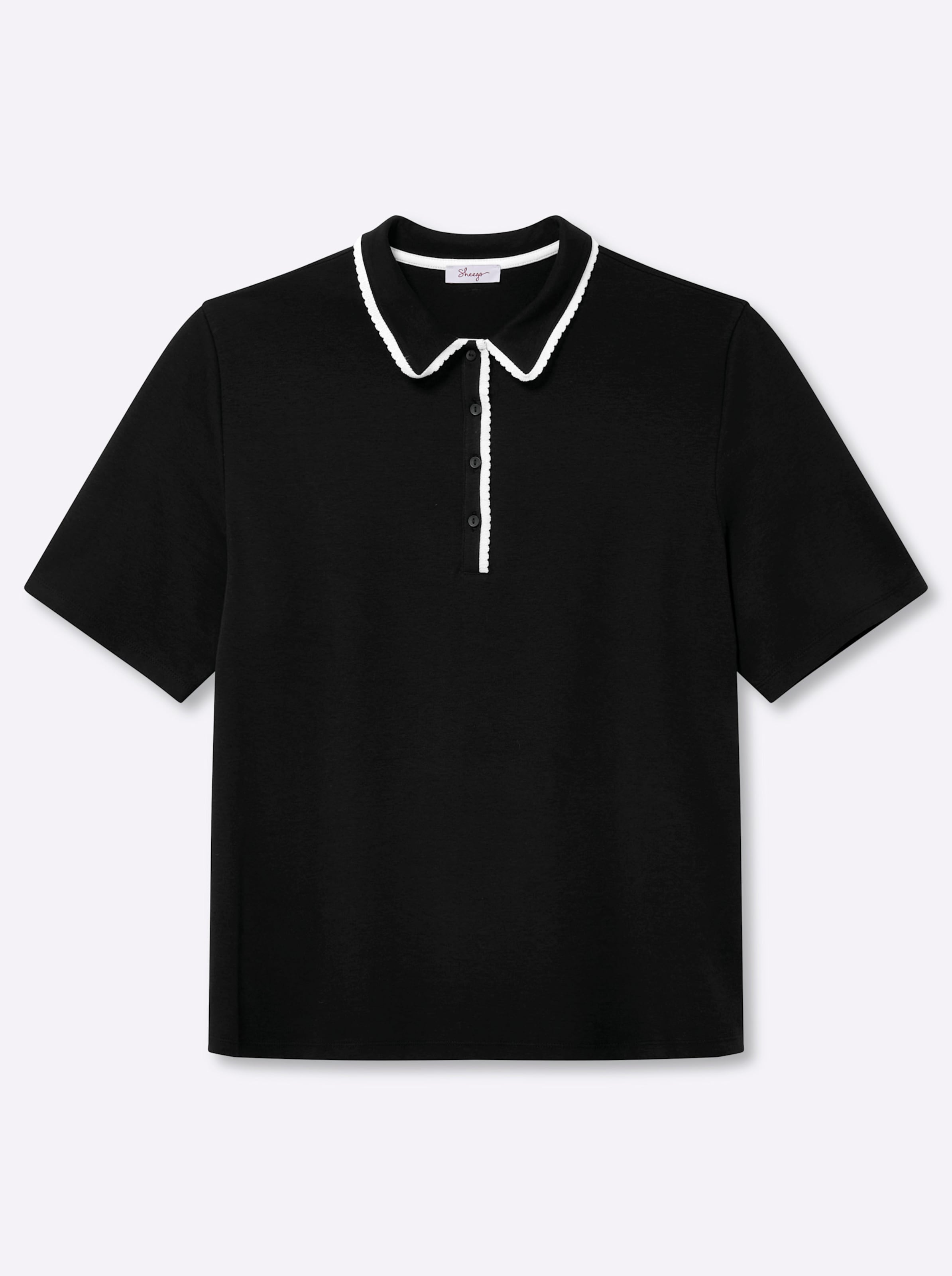 Sheego Damen Schwarz Ecru Poloshirt "Shirt" 1 erhältlich in Größe 44/46 von Baur - Bild 3