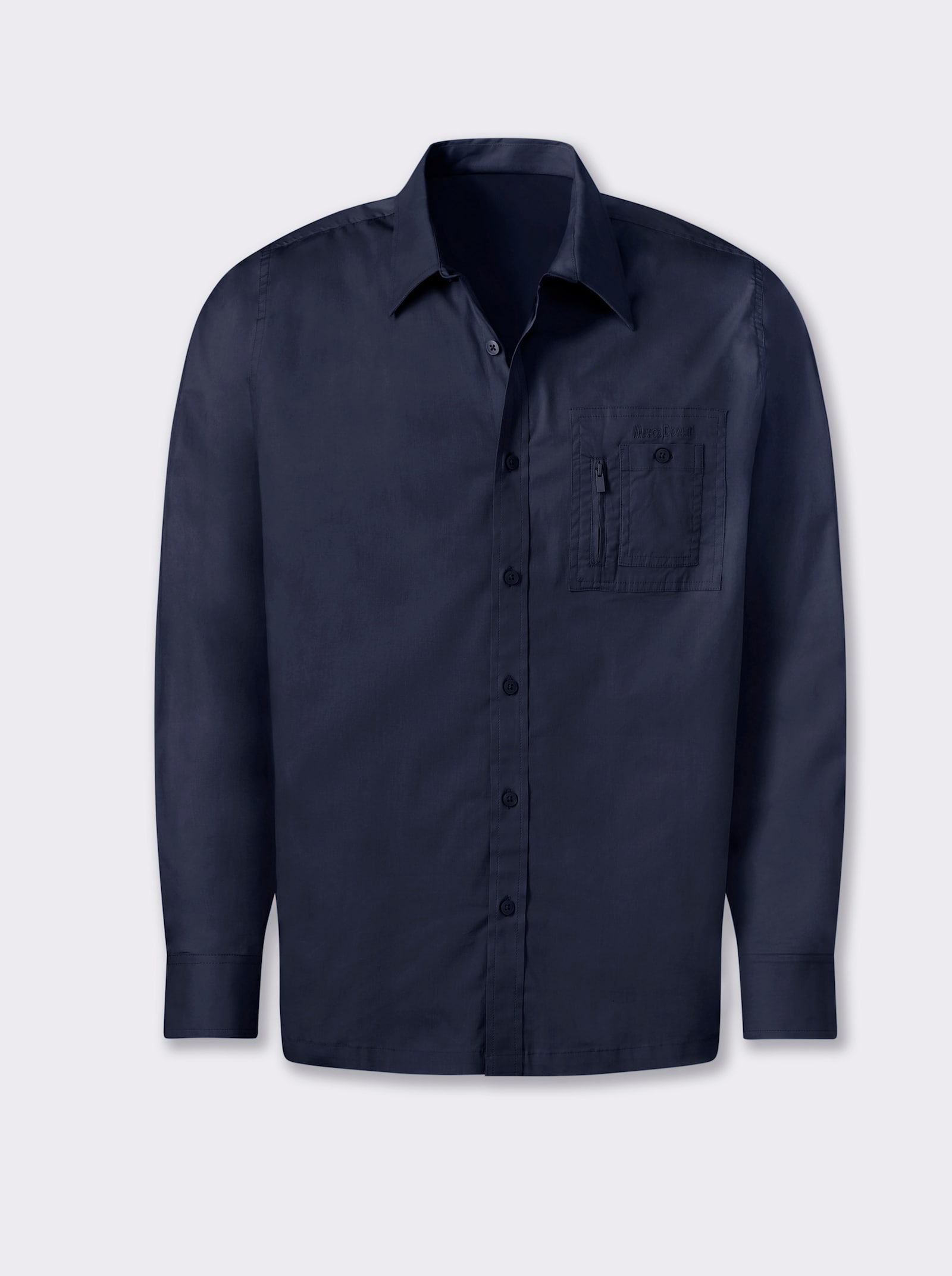 Marco Donati Langarmhemd in Popeline-Stretch - marine