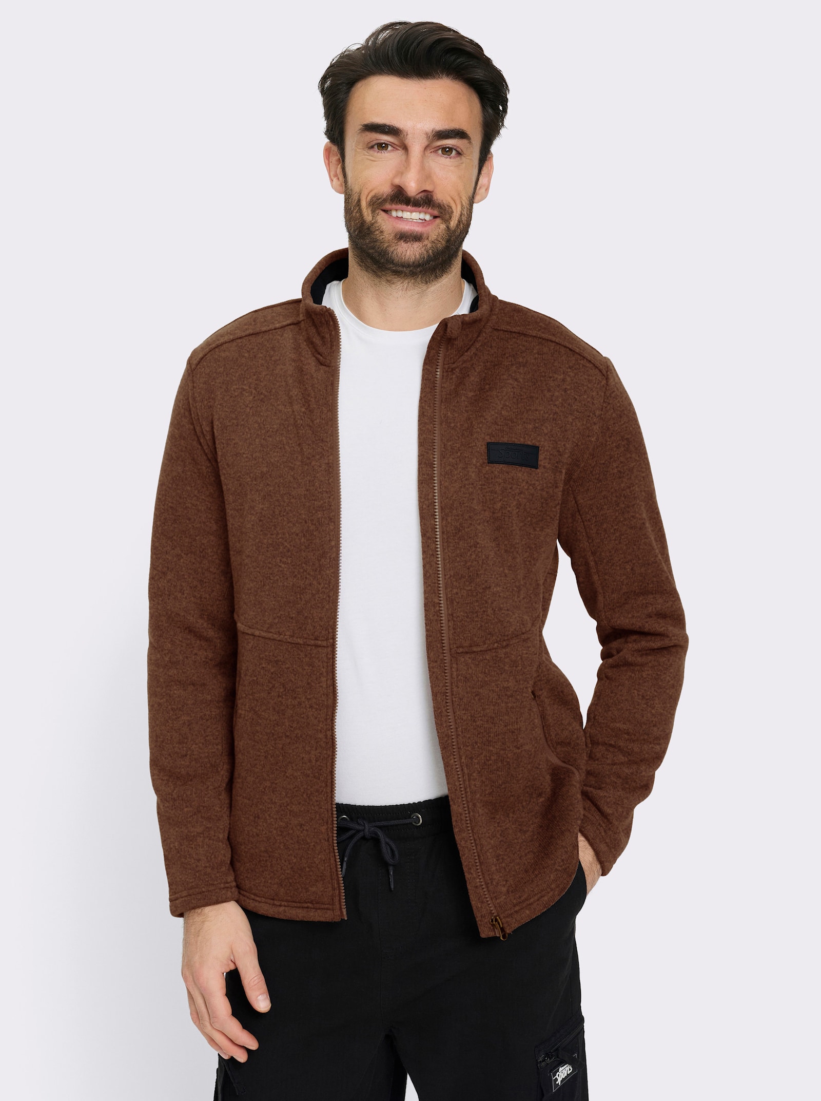 Catamaran Sports Strickfleecejacke mit 2 Reißverschluss-Taschen - schoko-meliert