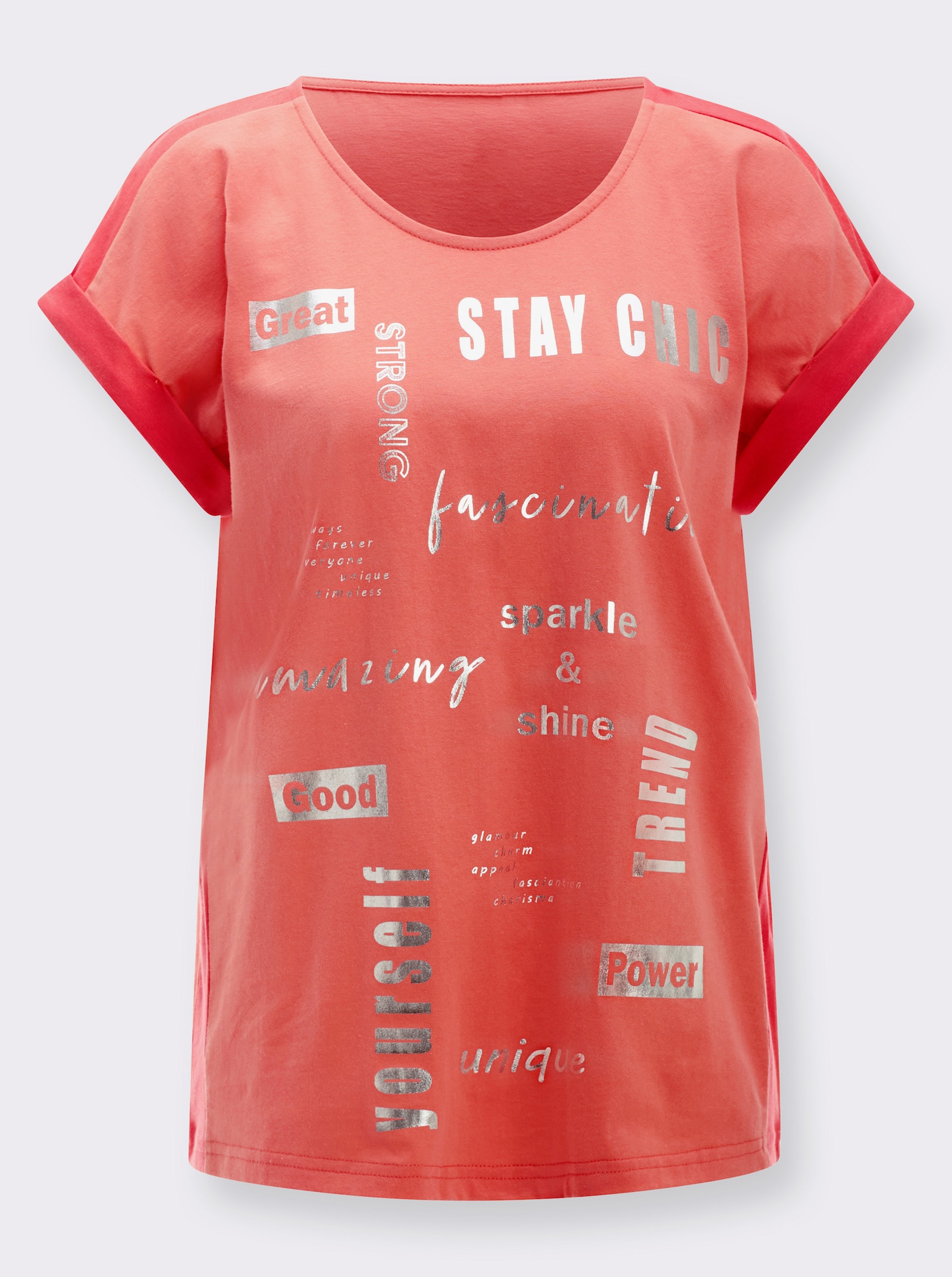 Shirt met korte mouwen en oversized schouders - koraal/langoustine