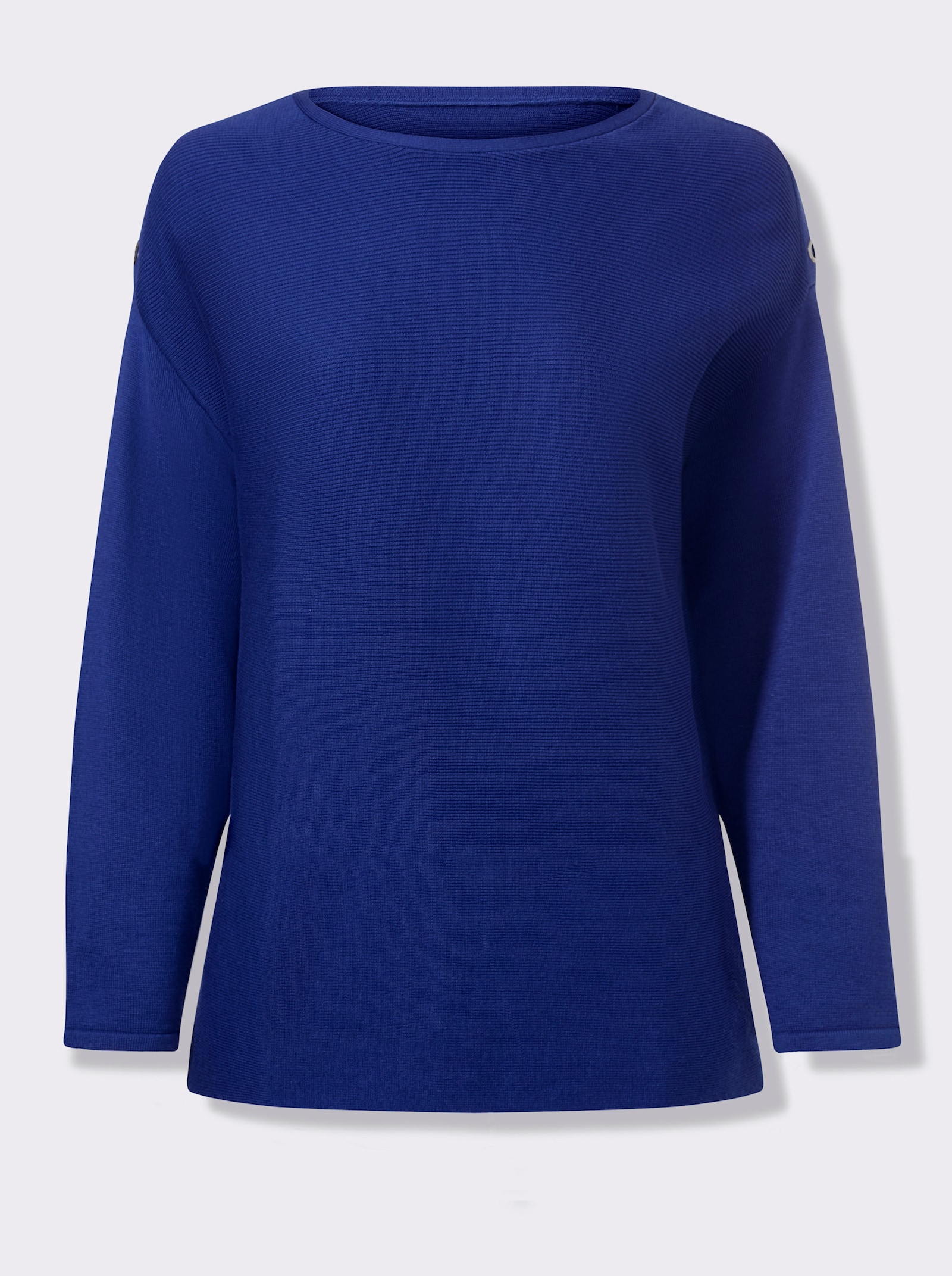 Strickpullover mit Zierösen - royalblau