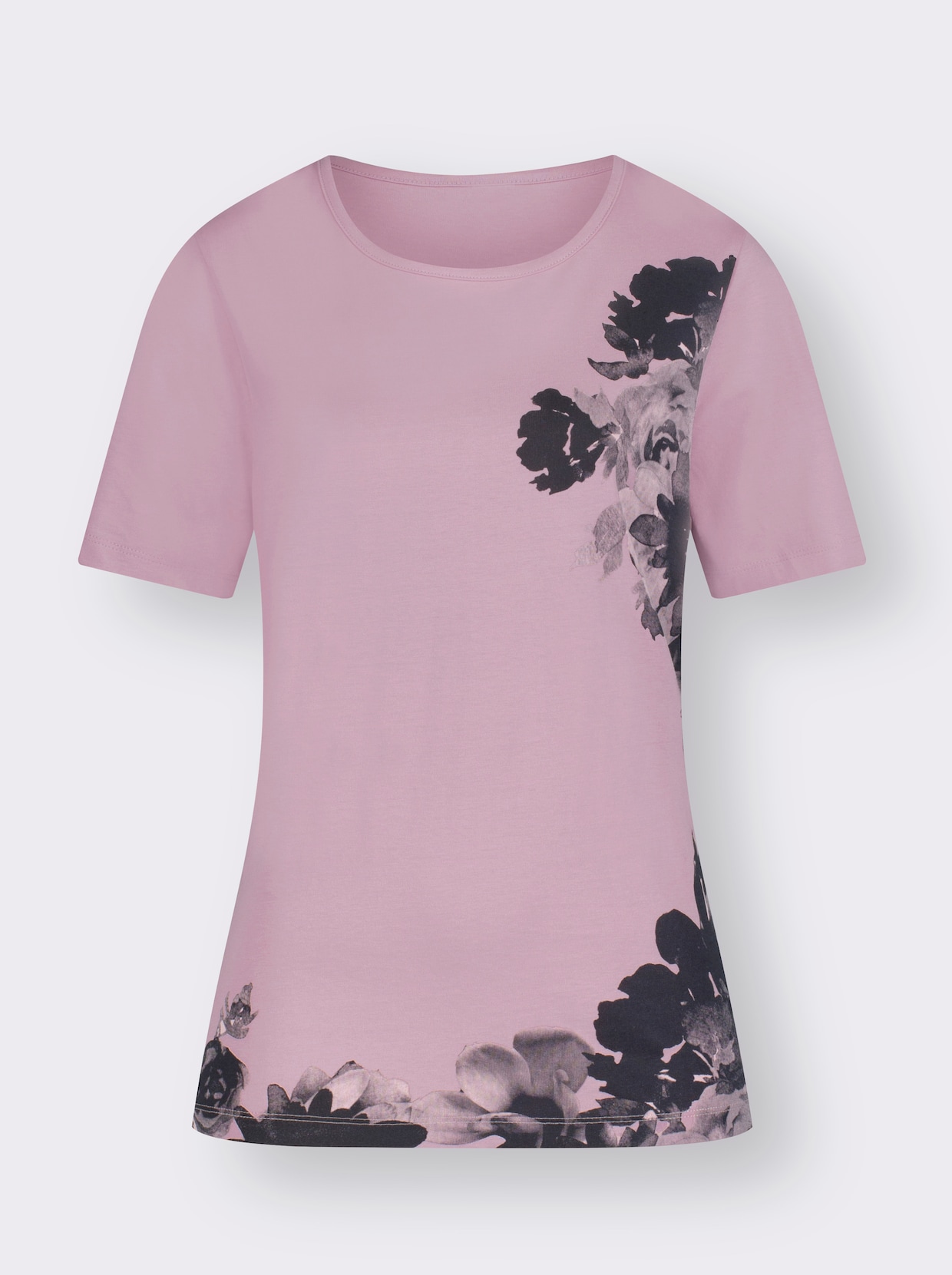 Kurzarmshirt - rosé-bedruckt