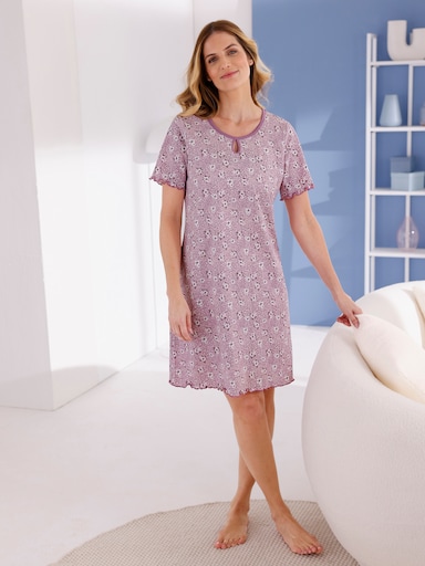 wäschepur Sleepshirt mit floralem Druck - hellrosé-violett-bedruckt