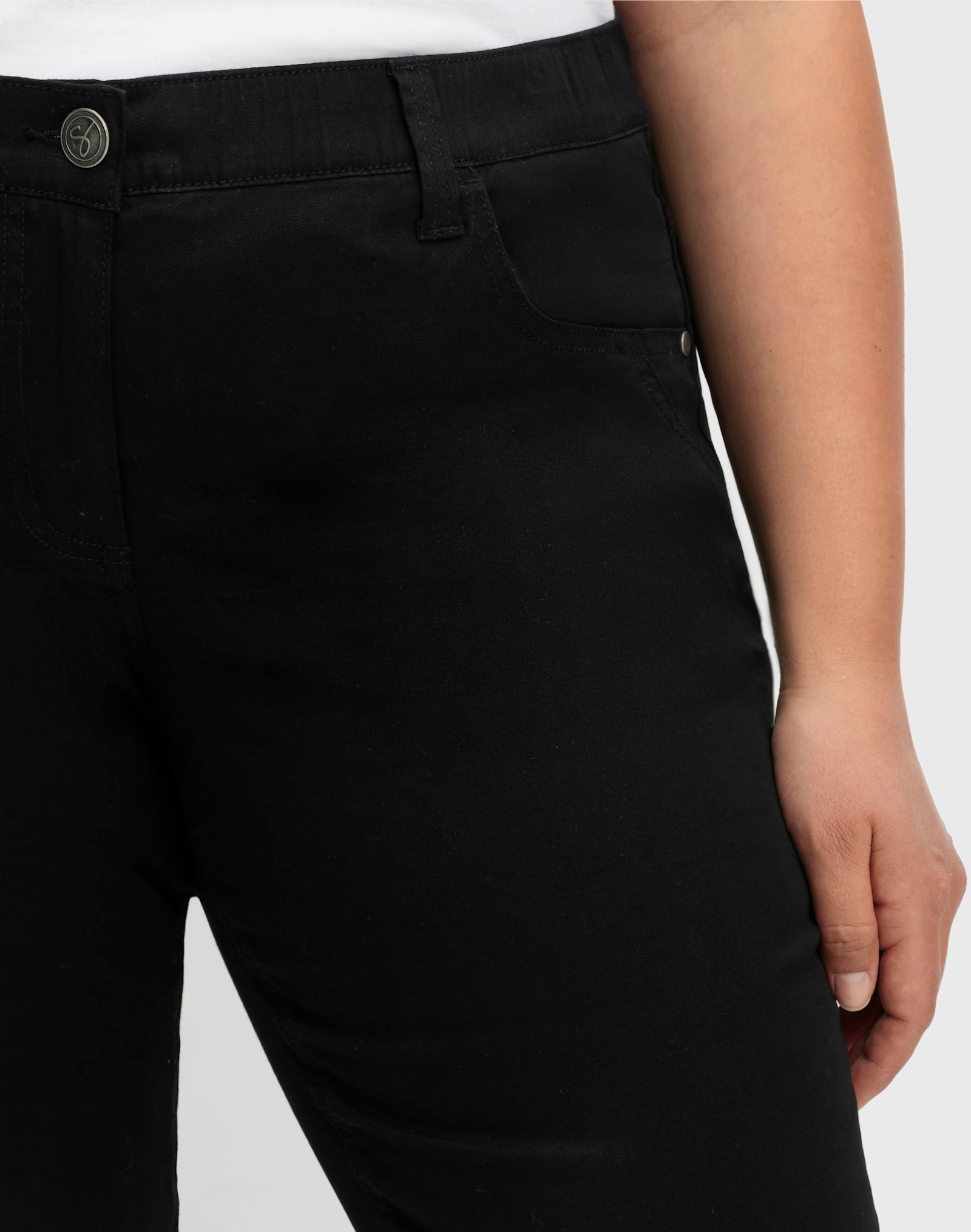 sheego Pantalon extensible avec ceinture élastique - noir