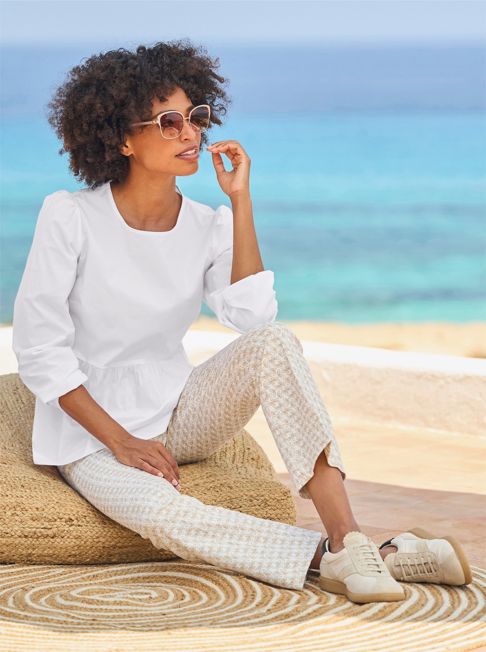 heine Schlupf-Bluse mit Ballonärmeln - weiß