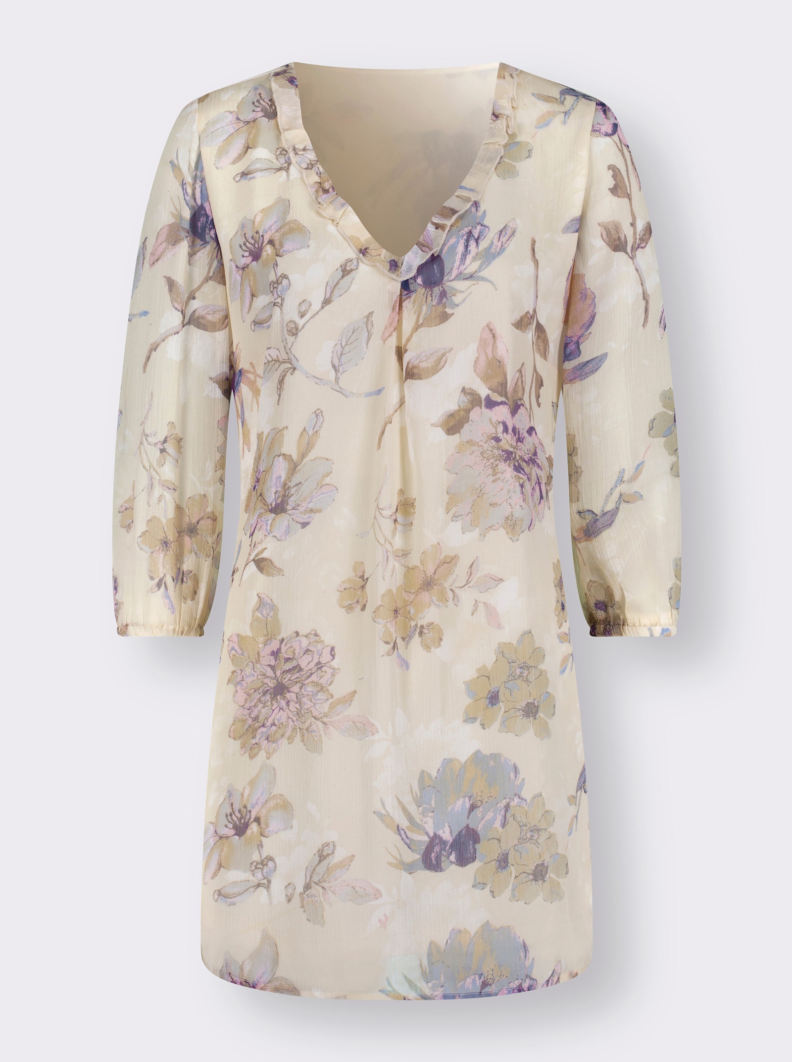 Tuniek met ruches - zand geprint