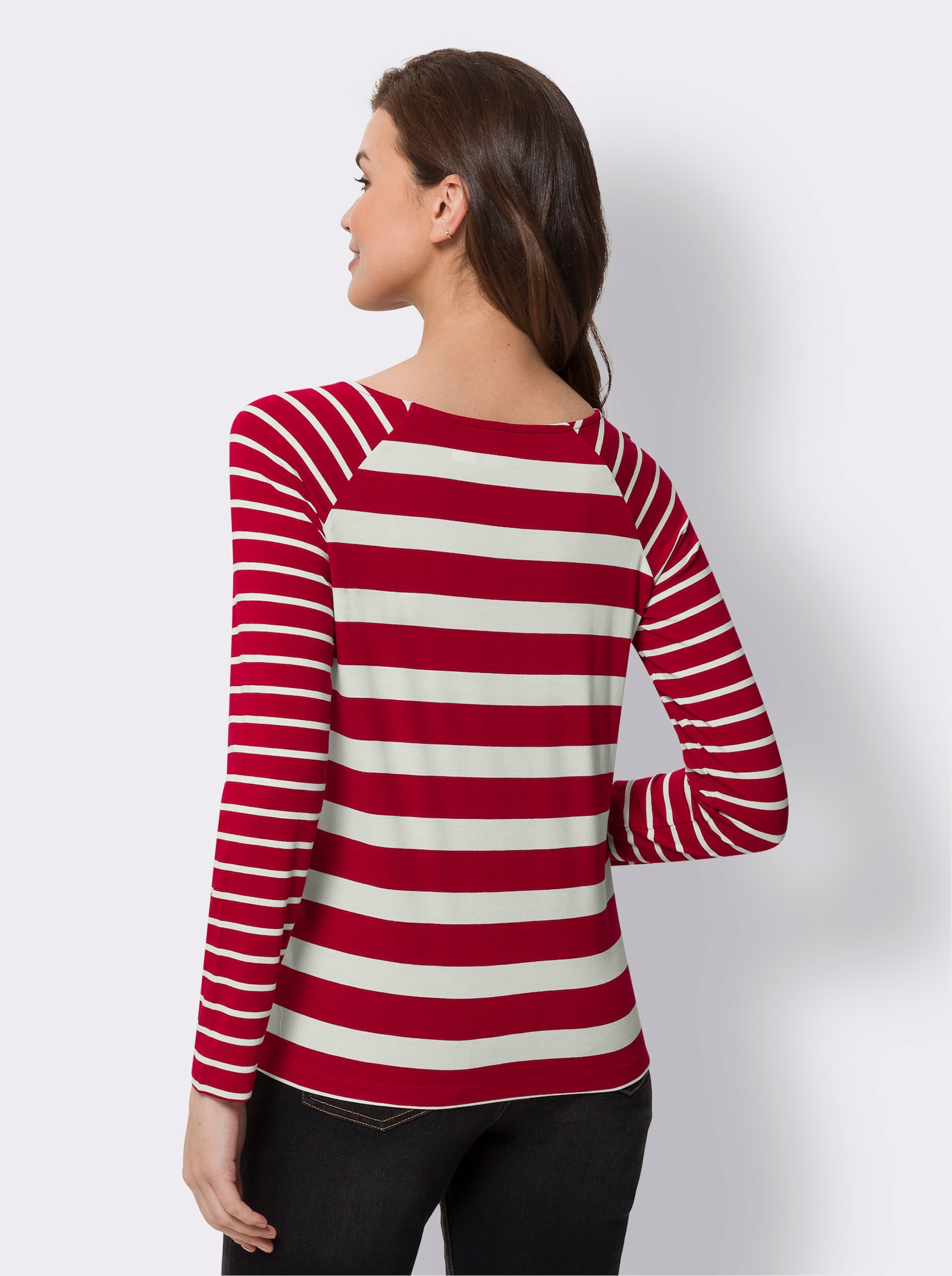 heine Langarmshirt im Streifendessin - rot-ecru-gestreift