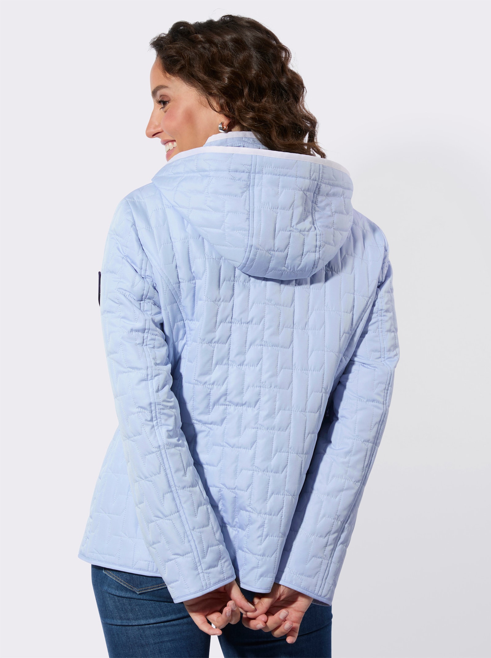 Steppjacke mit Reissverschluss-Taschen - hellblau