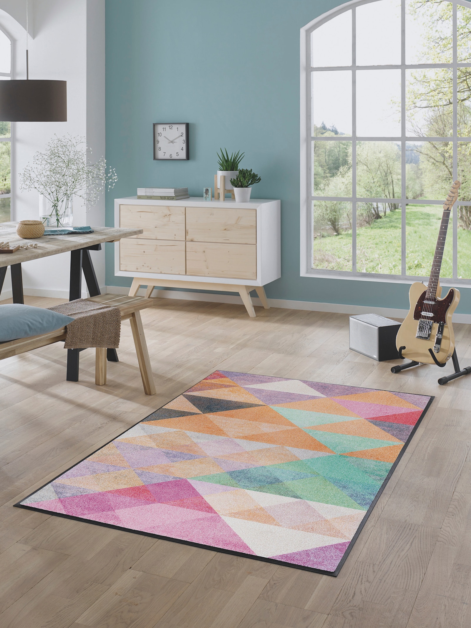 wash+dry by Kleen-Tex Fußmatte - mint-rosé-bedruckt