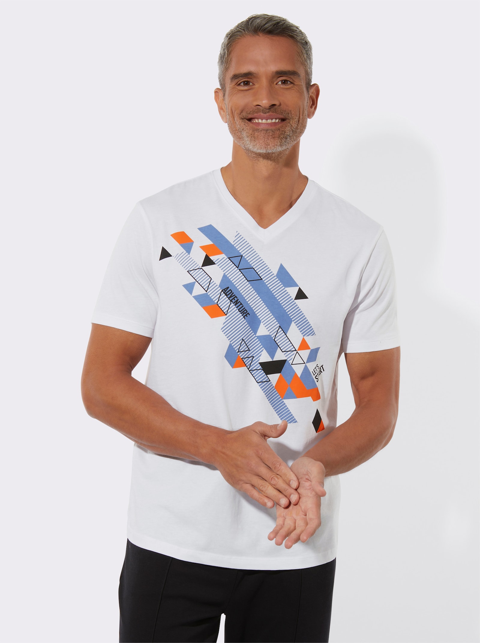 Kortärmad topp med tryck - vit