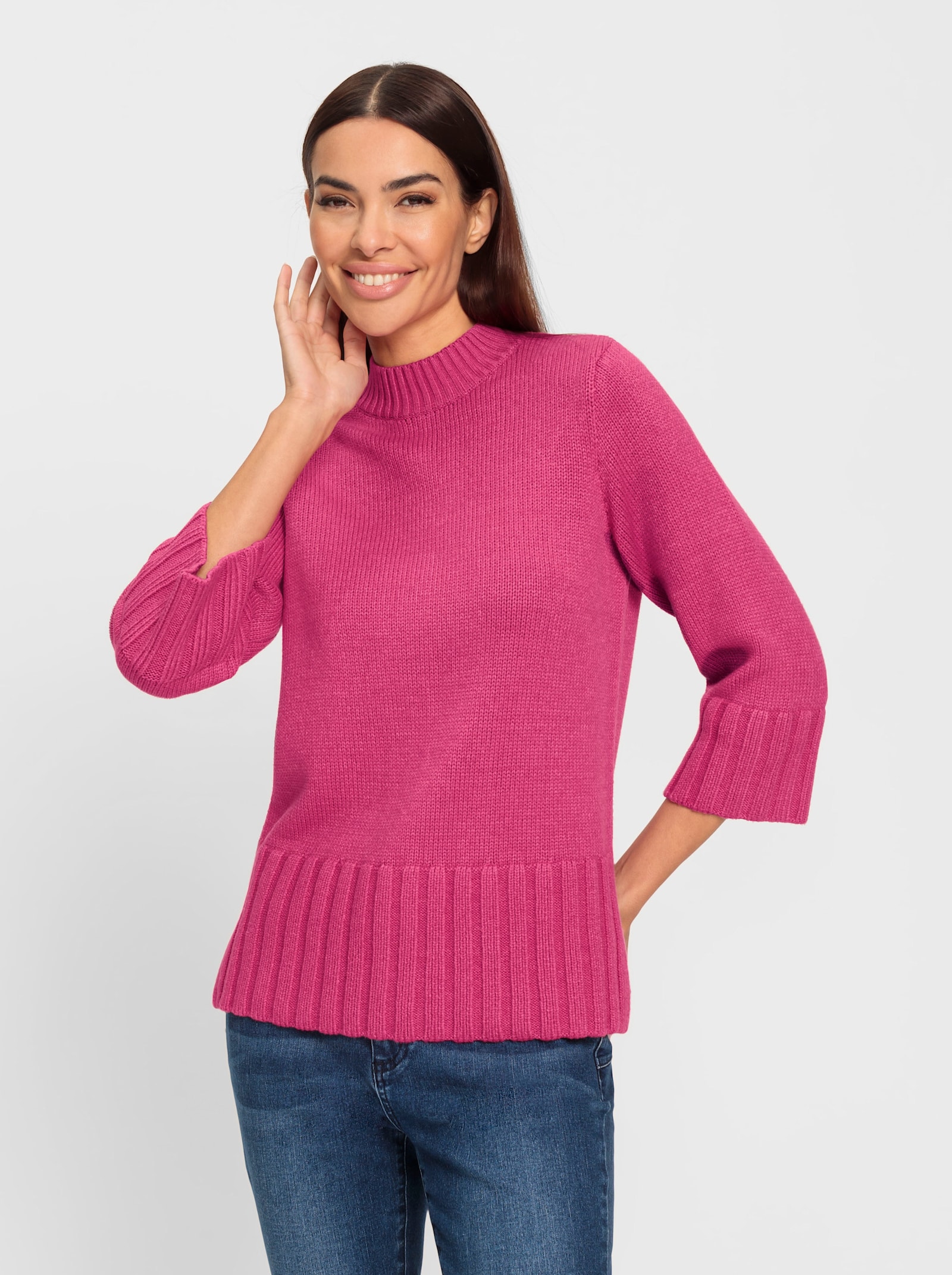 heine 3/4 Arm-Pullover mit Seitenschlitzen - fuchsia