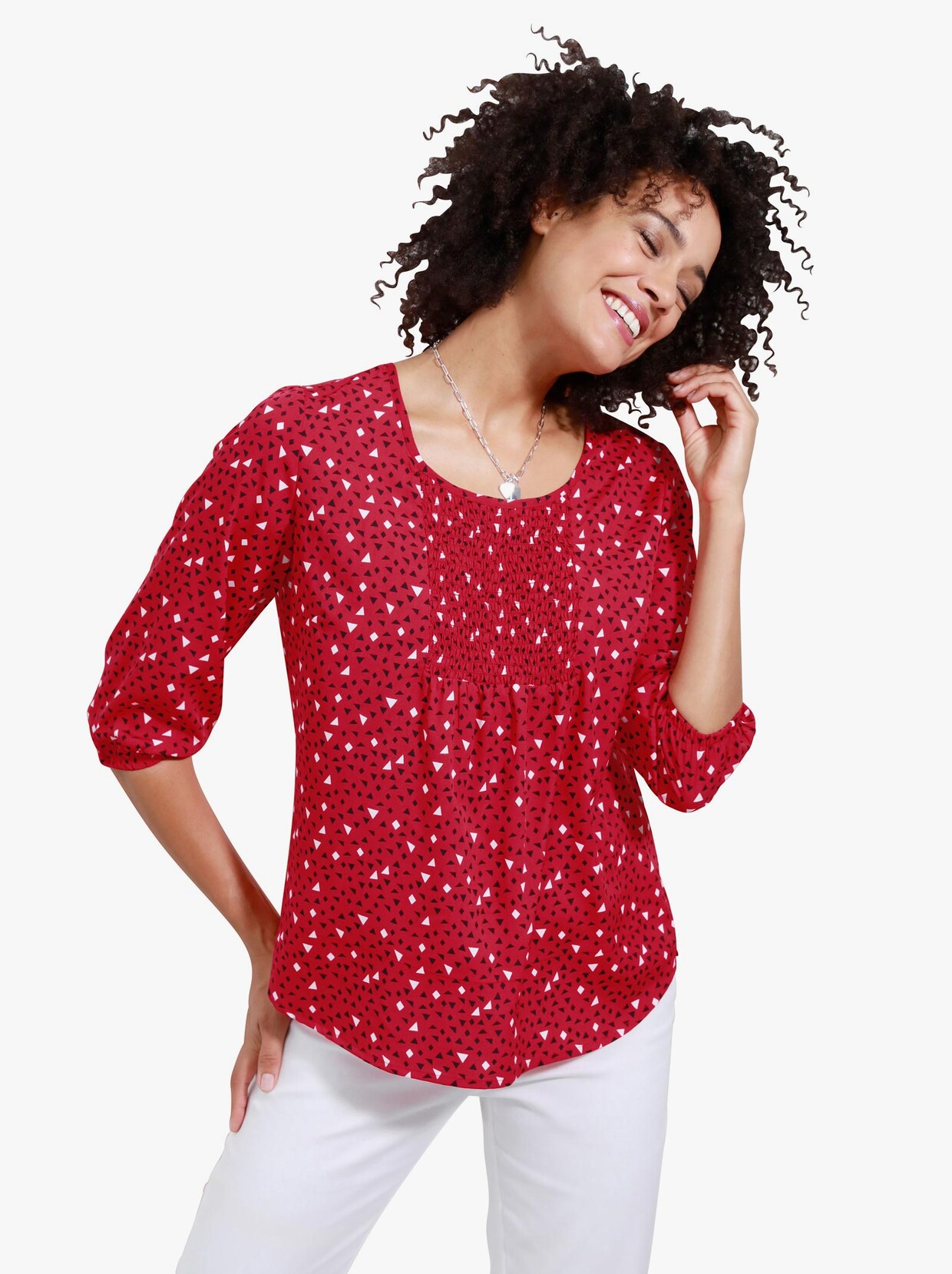 Comfortabele blouse - aardbei gedessineerd