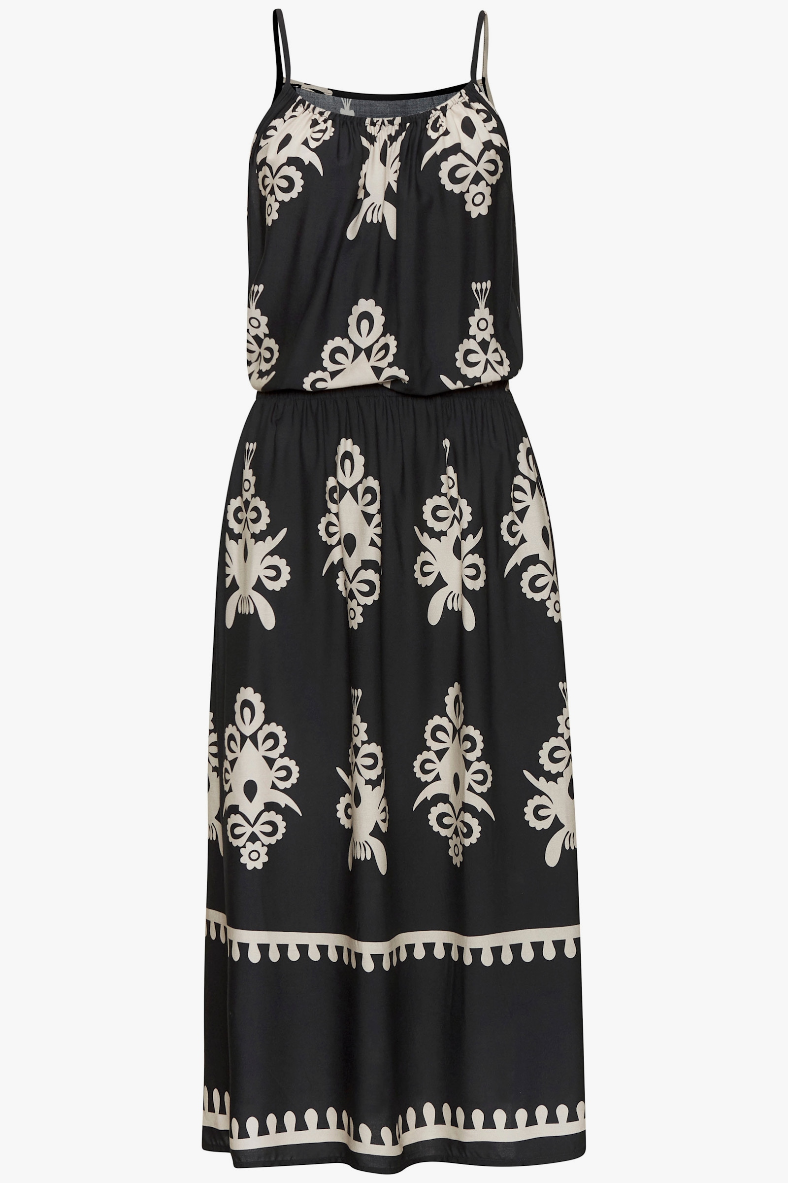 LASCANA Midikleid - schwarz-sand bedruckt