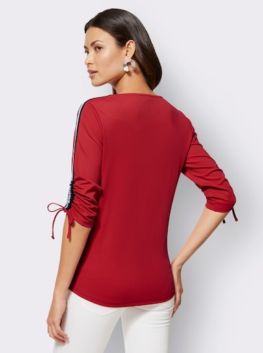 3/4-Arm-Shirt mit Kontraststreifen - rot