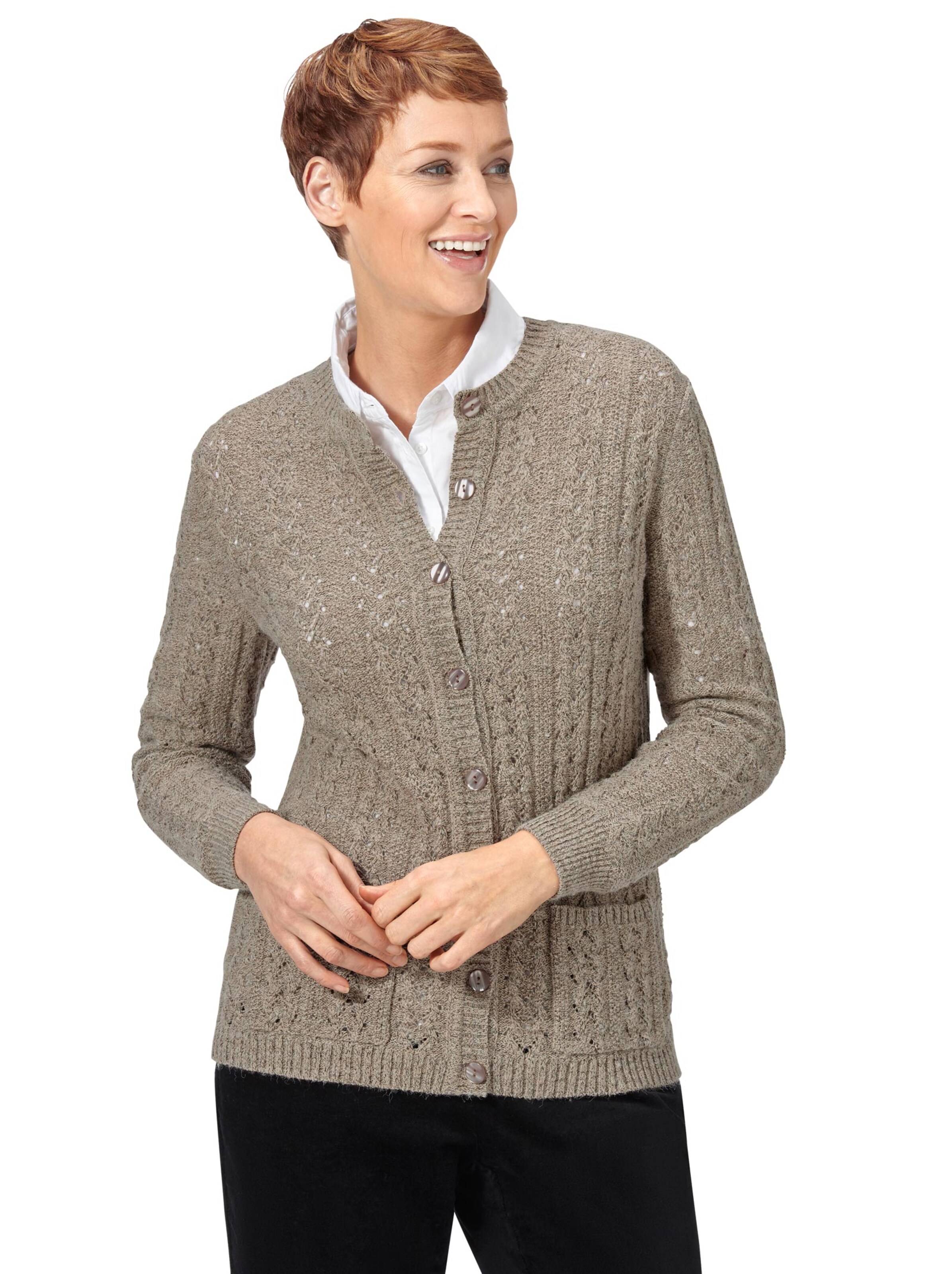 Strickjacke - beige-meliert