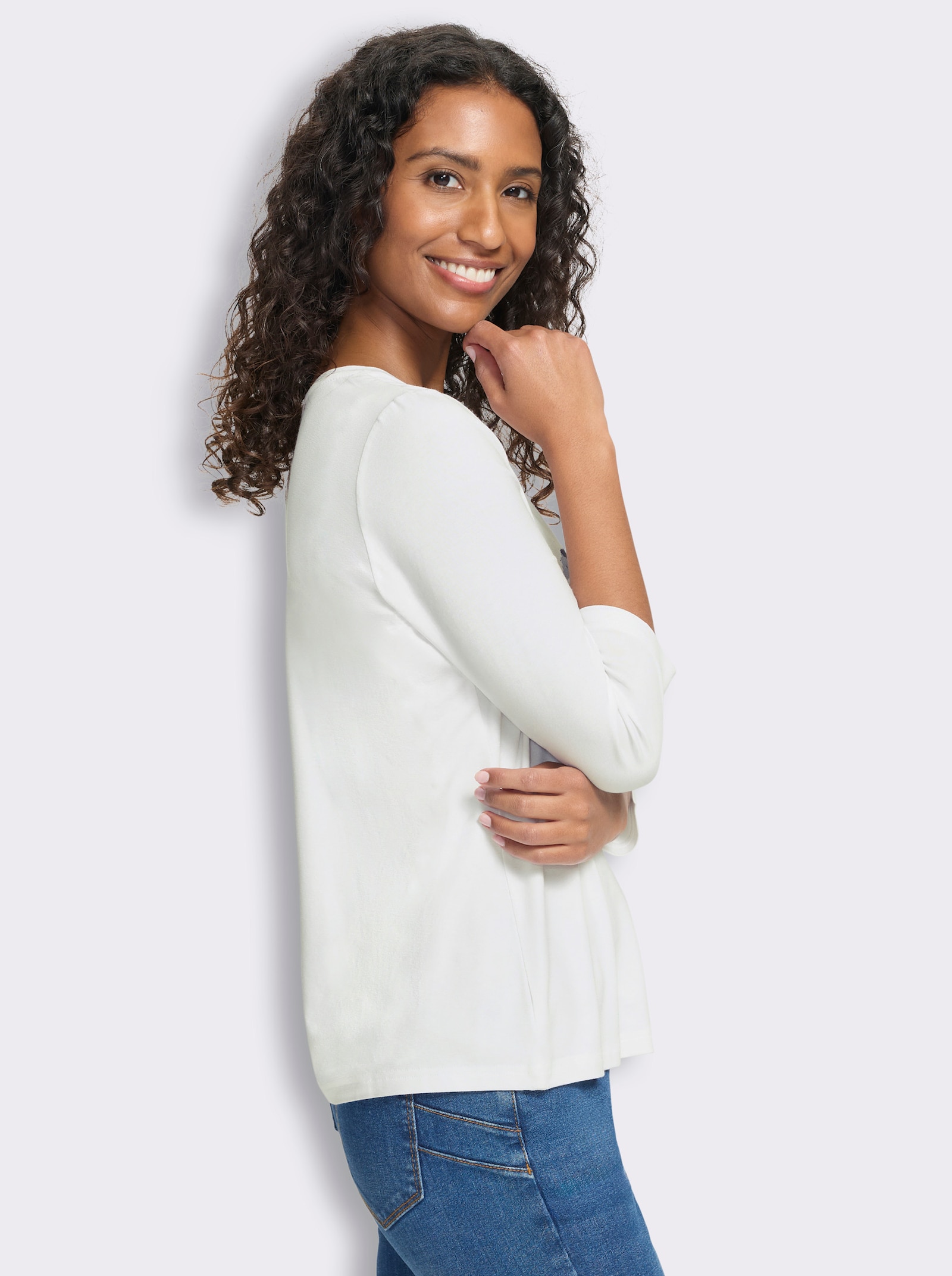 heine Shirt mit Folienprint - weiß