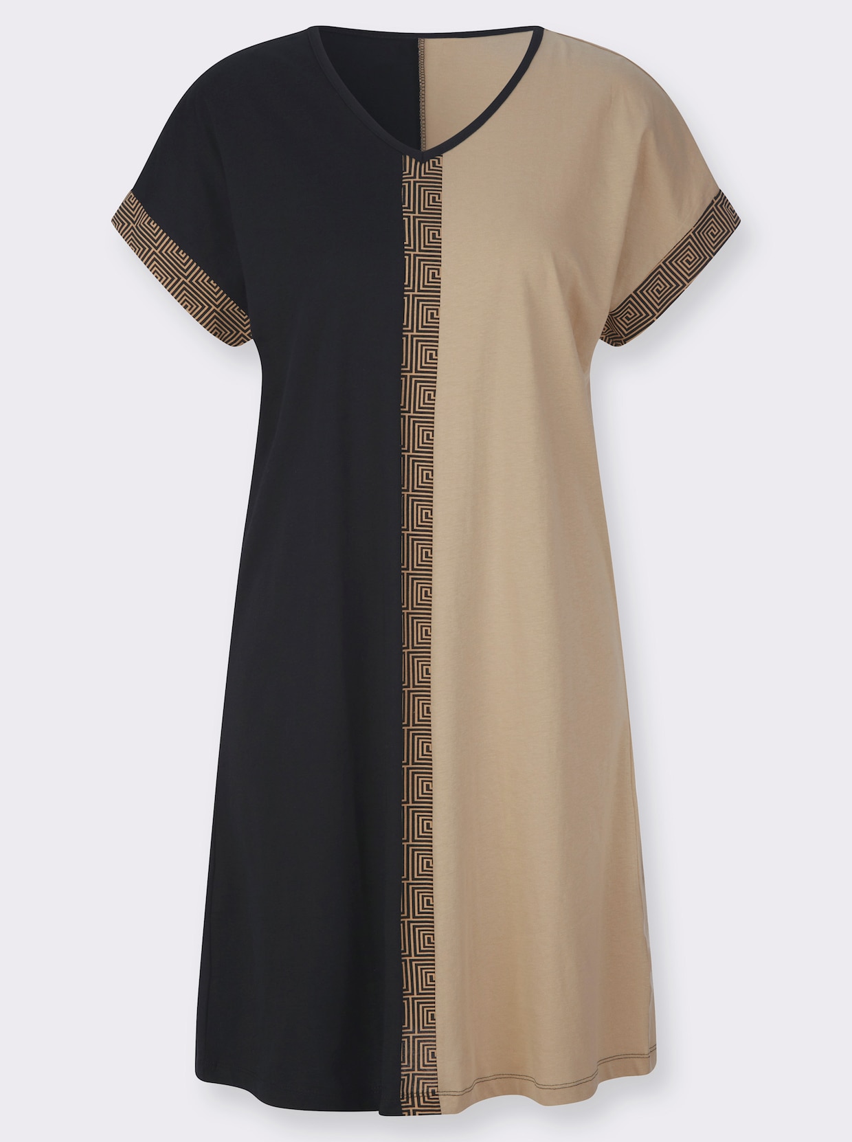 Nachthemd - schwarz-beige