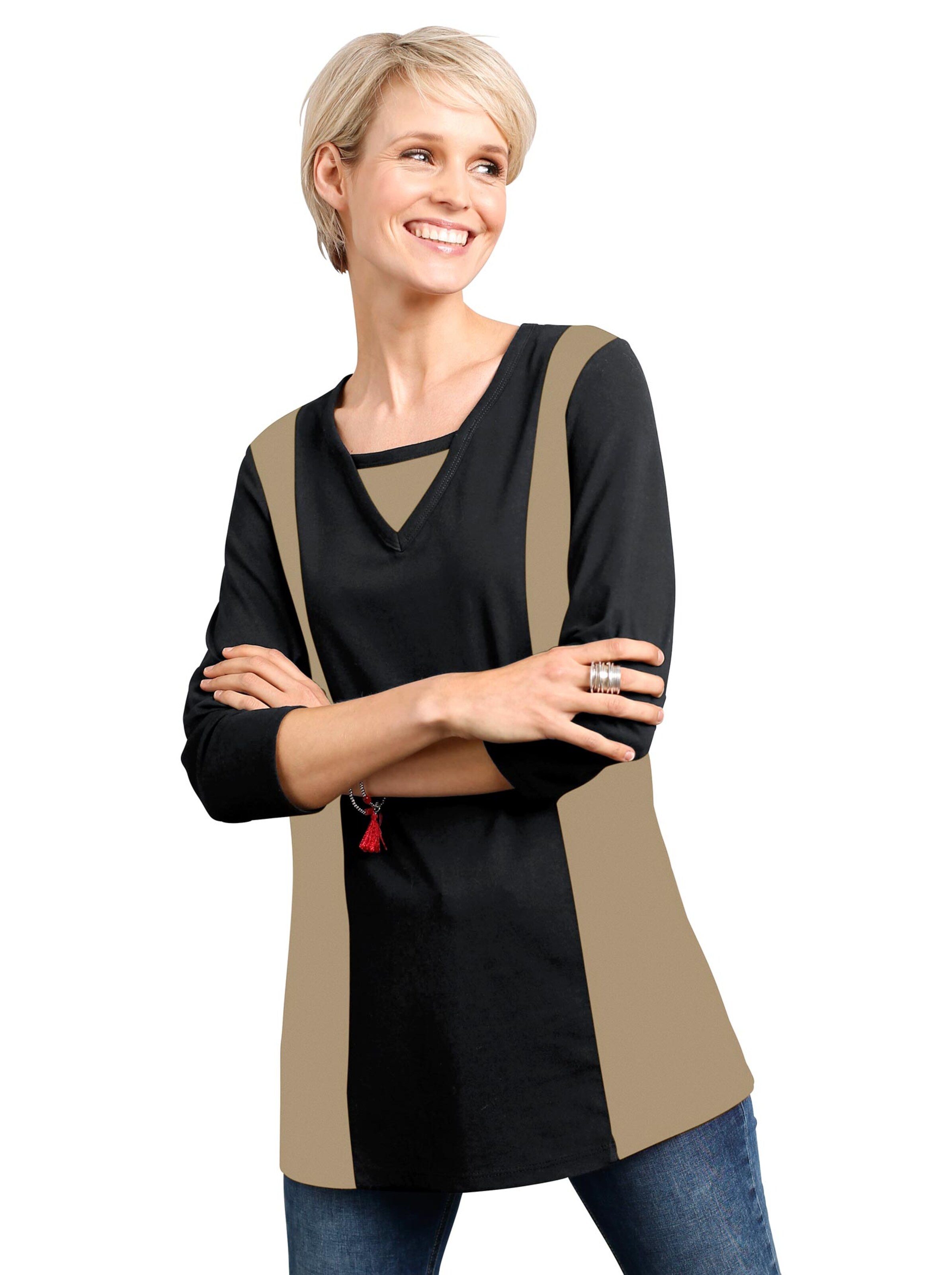 Shirt - schwarz-taupe