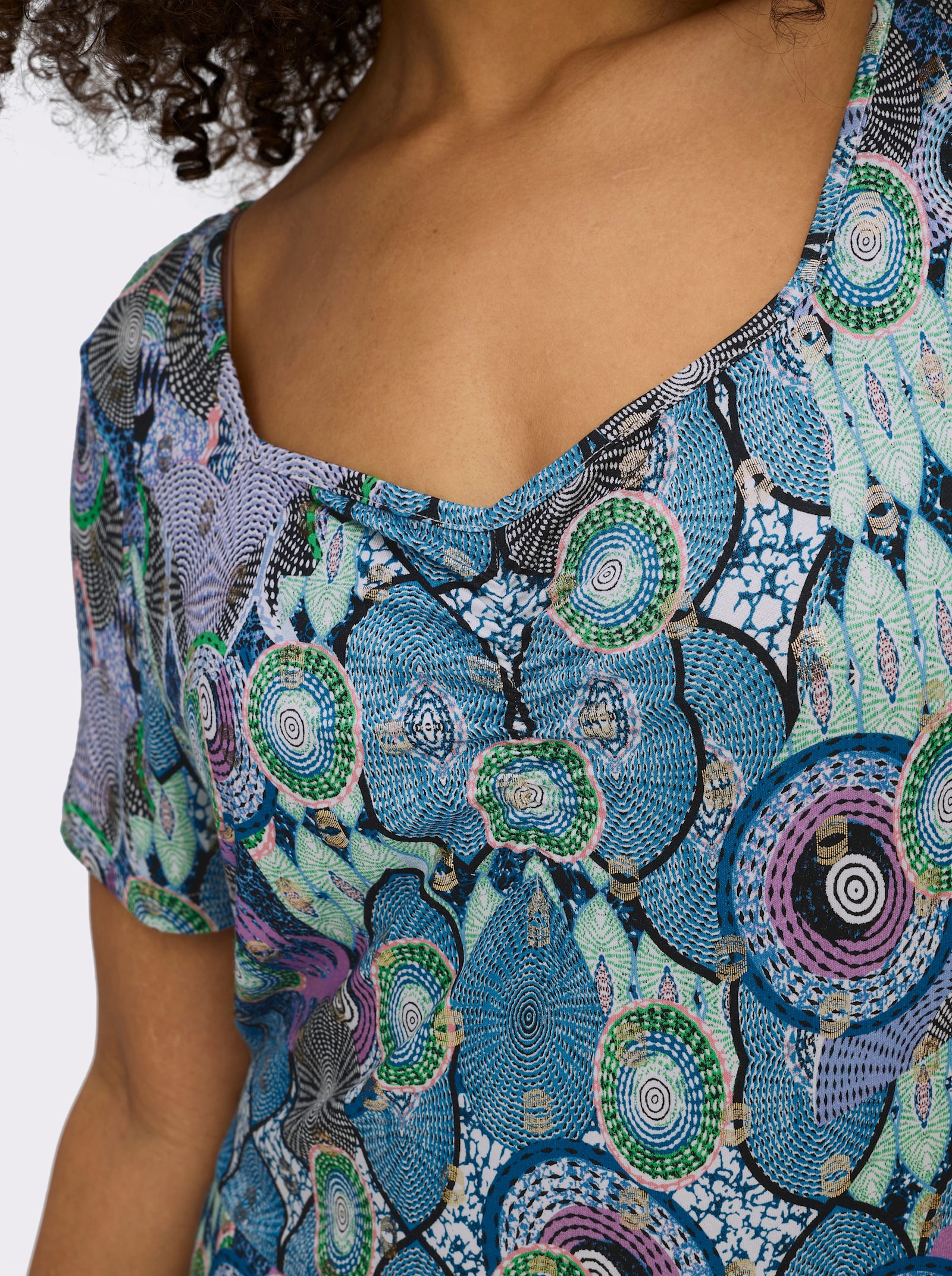 sheego by Joe Browns Jerseykleid mit herzförmigem Ausschnitt - topas-orchidee-bedruckt
