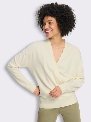 heine Feinstrickpullover in Wickel-Optik - champagner
